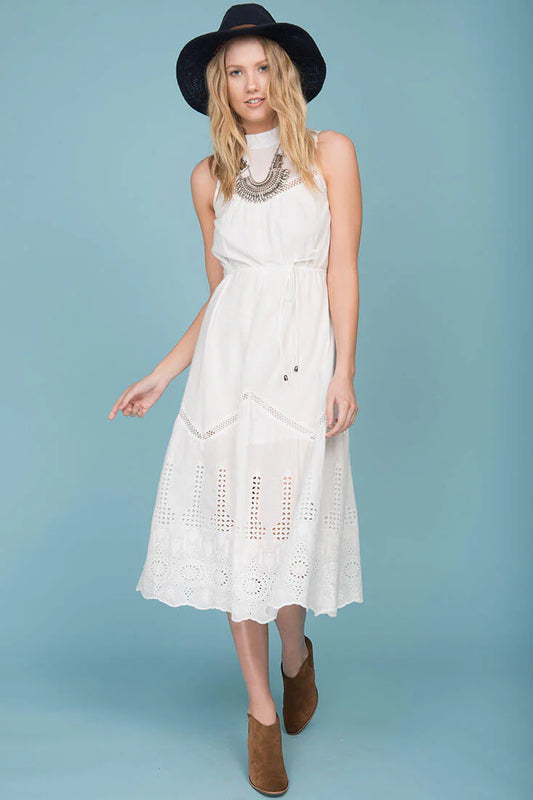 Bentley Chic Summer Midi Dress White