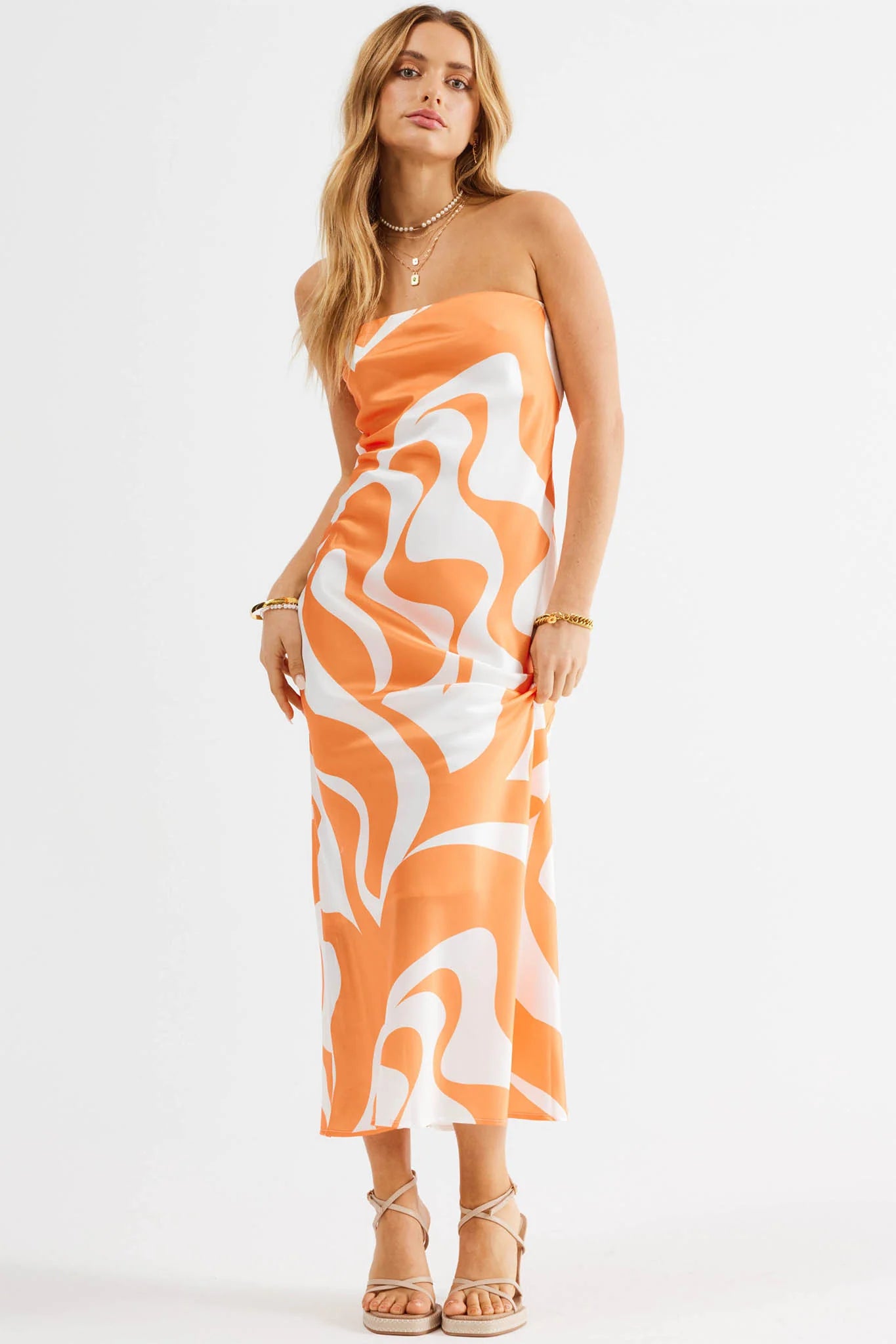 SNDYS Angel Midi Dress Swirl Orange