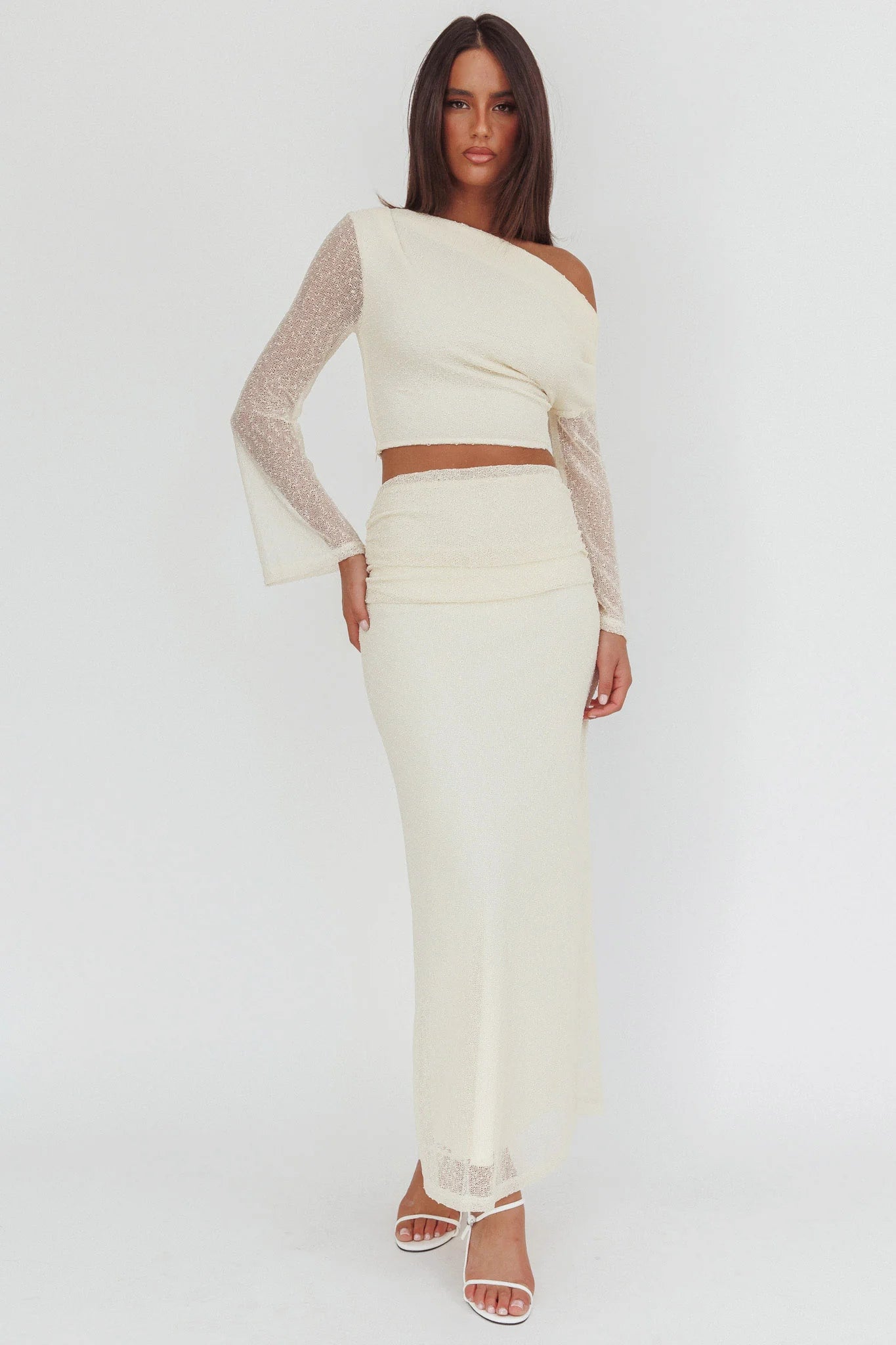 Alivya Asymmetric Shoulder Crop Top Butter