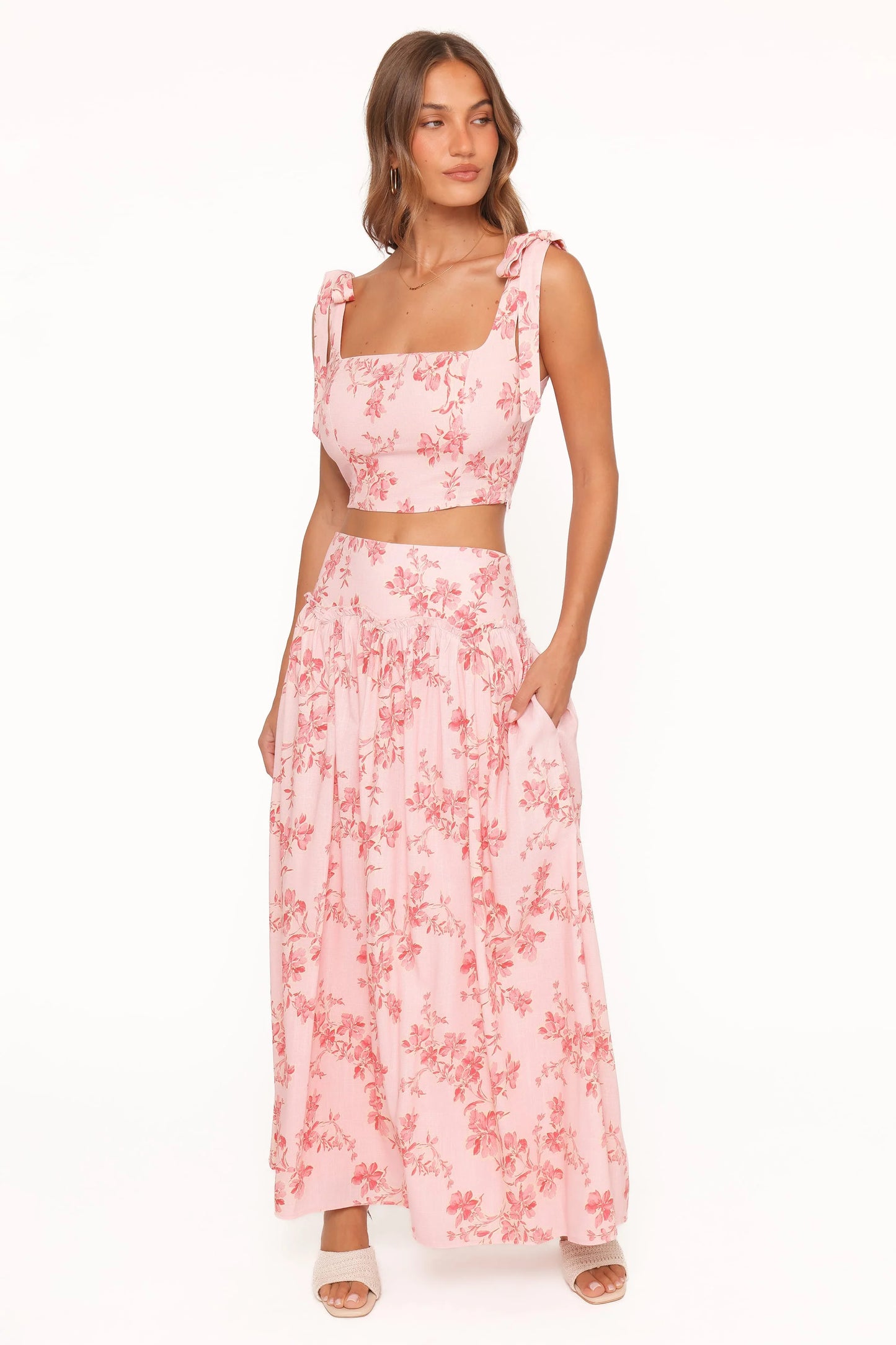 Tyler Tie Shoulder Top - Rose Pink Floral
