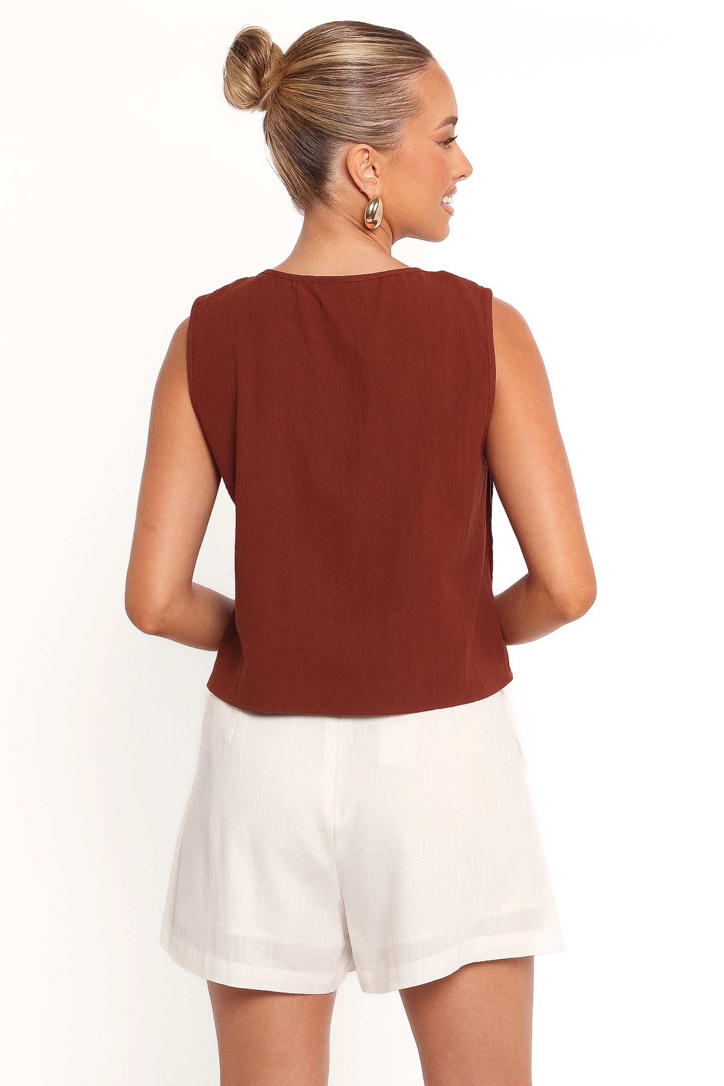 Nika Pleated Top - Chocolate Brown