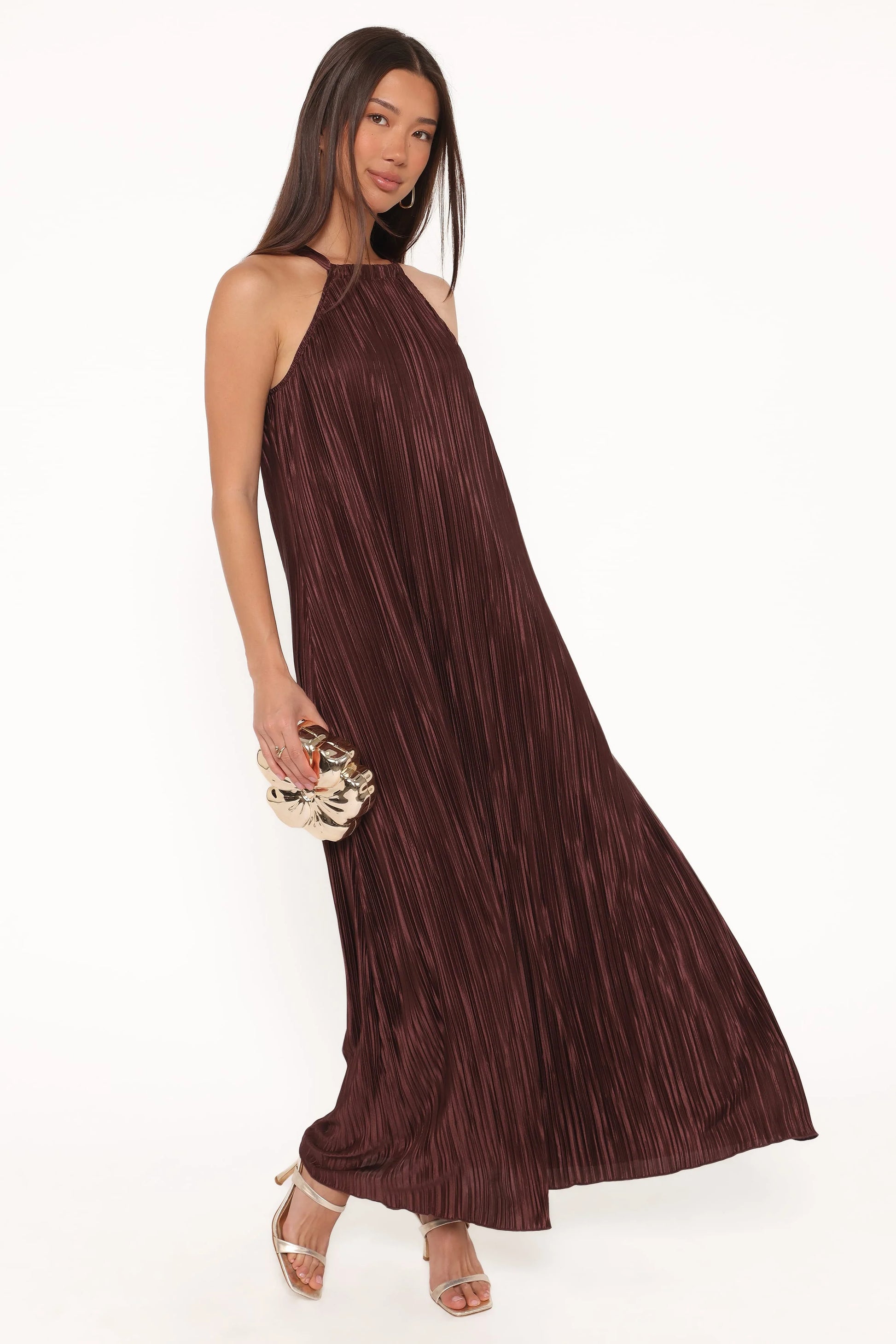 plisse halter maxi dress HELLO MOLLY Excitement Plisse Halter Maxi Dress Pink
