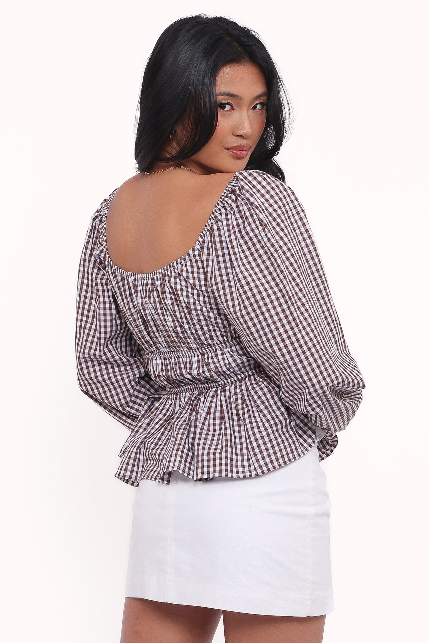 Saphia Top - Brown Gingham
