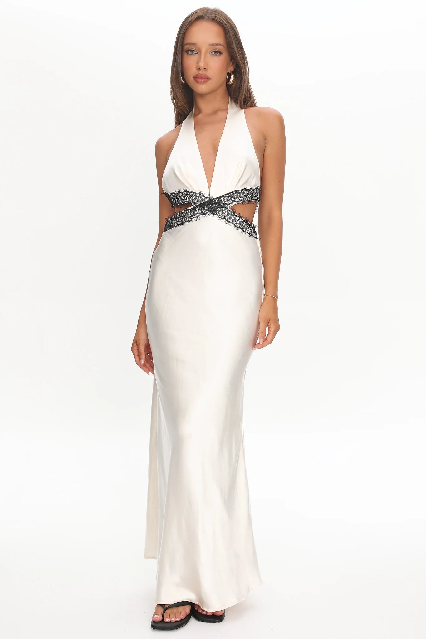 Of Your Dreams Cut-Out Halter Dress Oyster