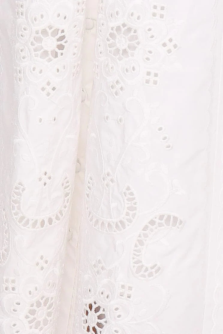 Kye Midi Skirt - White Broderie