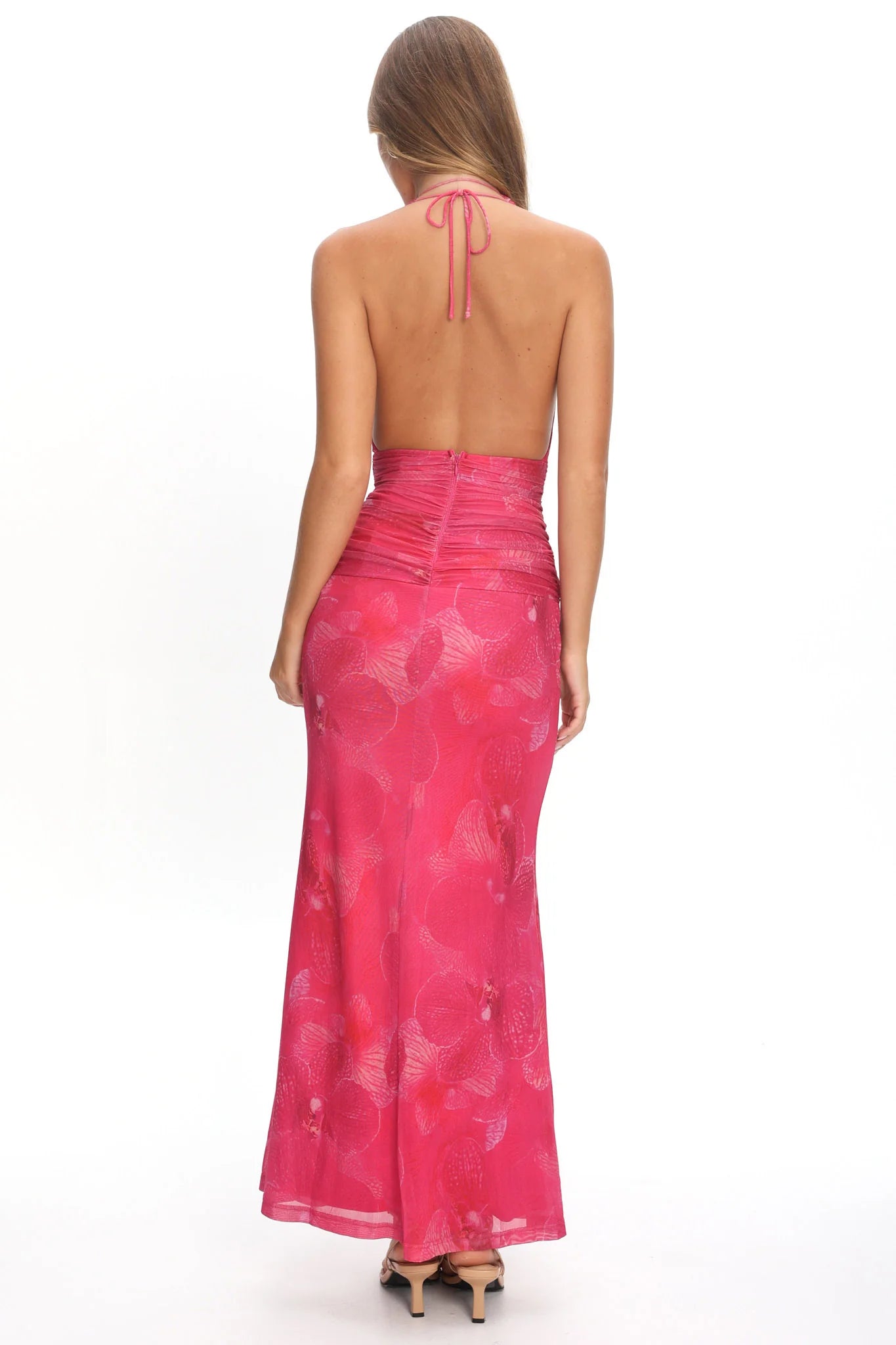 Shanna Plunging Halterneck Maxi Dress Fuchsia