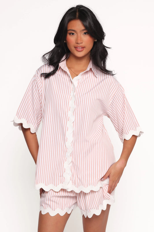 Wilson Short Set - Peach Stripe White