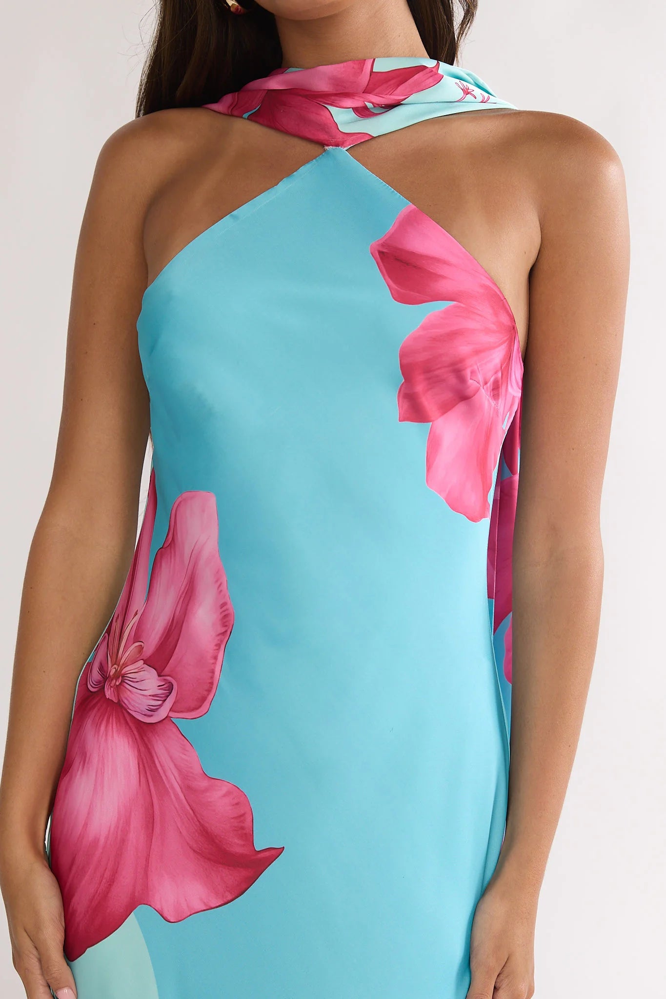 Risha Scarf Maxi Dress Lily Hot Pink