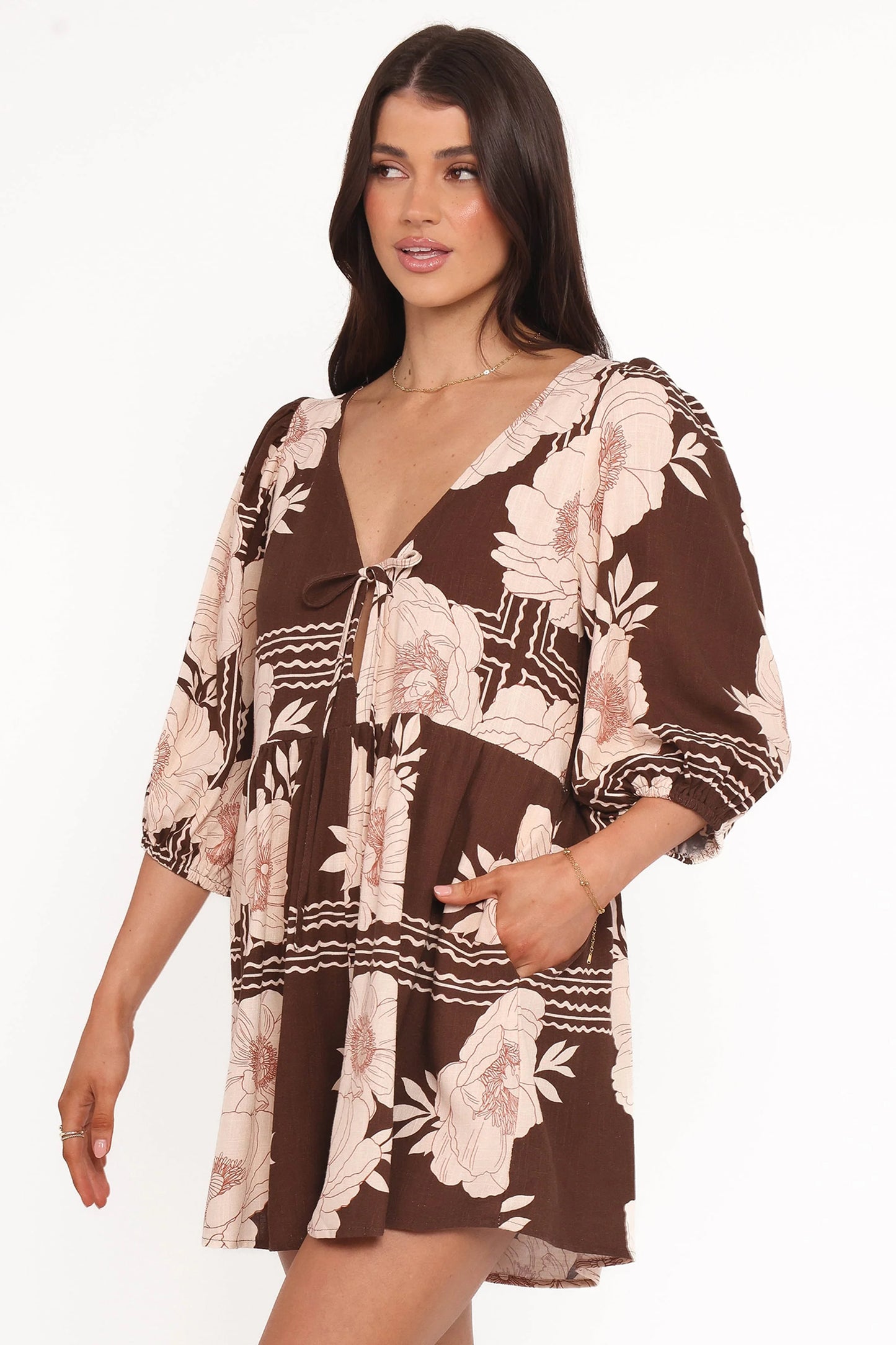 Henley Romper - Brown Floral