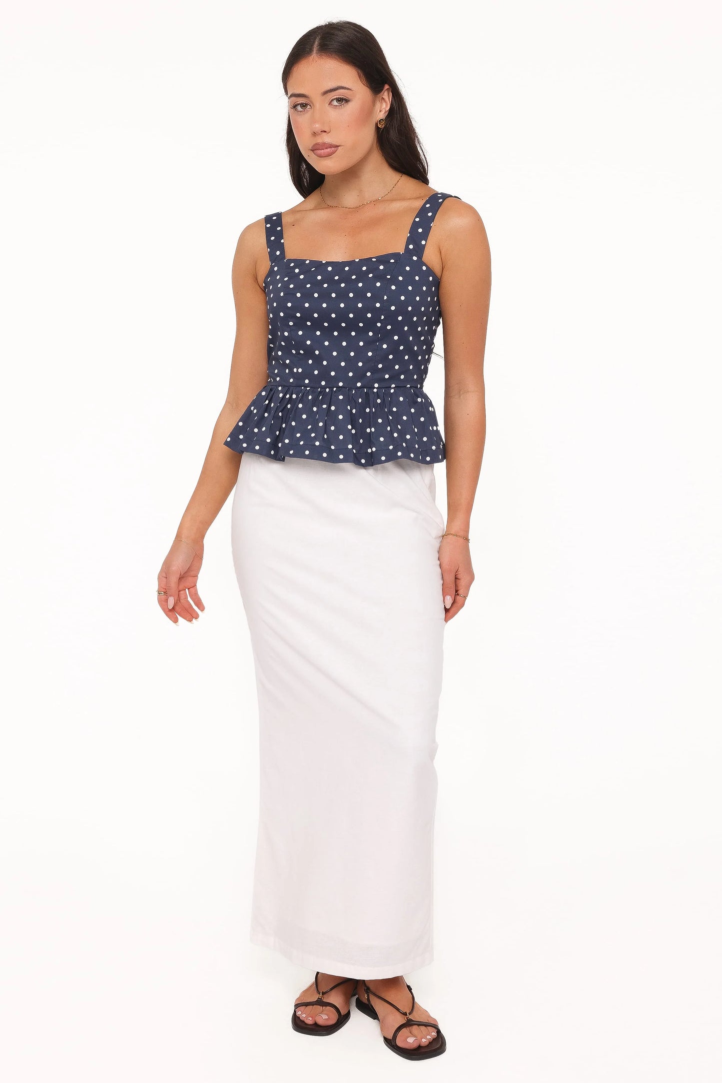 Paula Open Tie Back Top - Navy