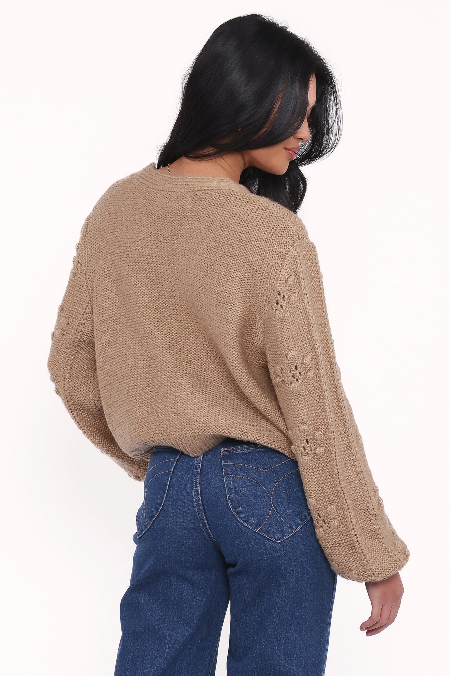 Melody Textured Button Up Cardigan - Mushroom