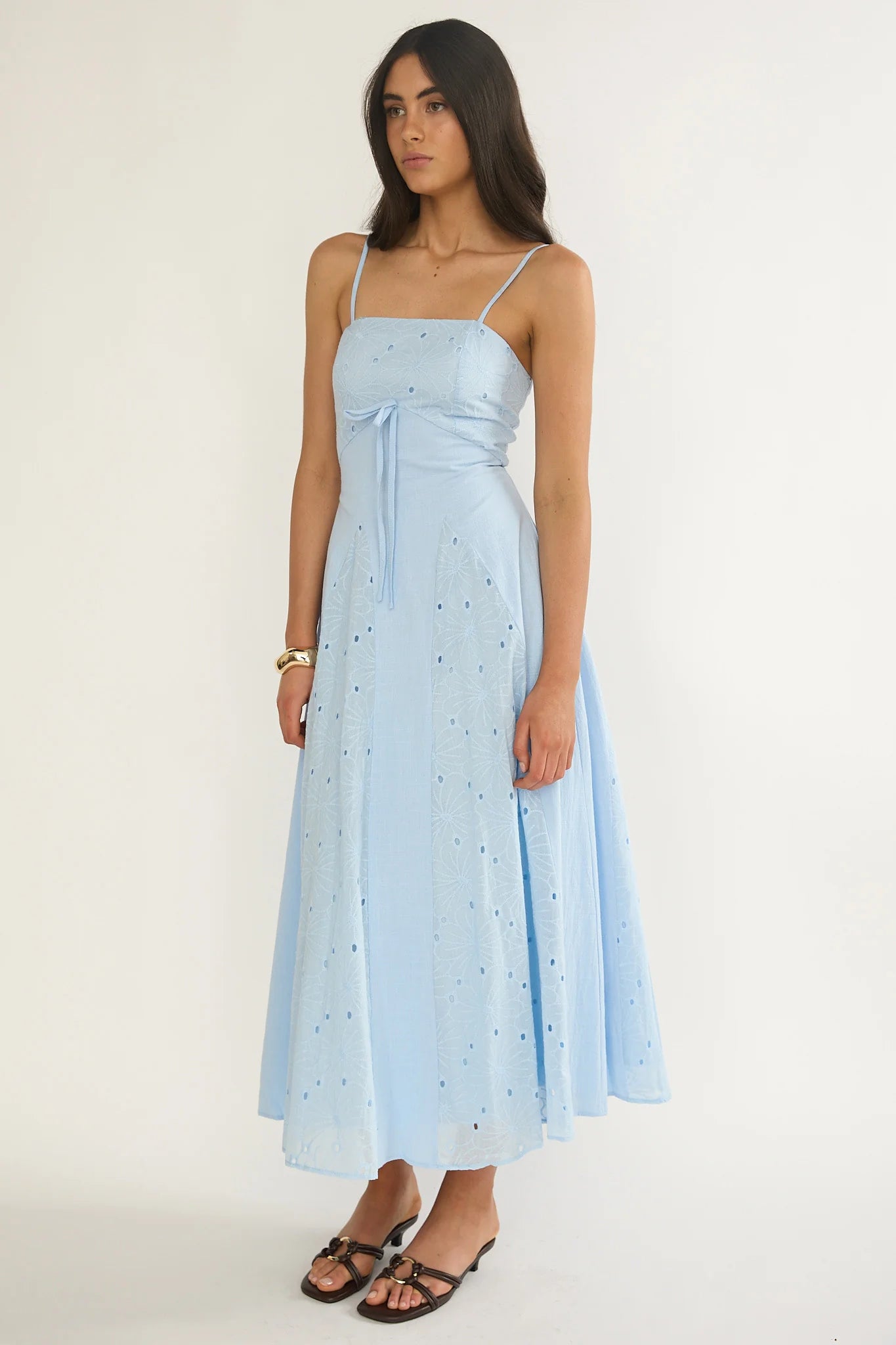 Shaye Embroidery Insert Maxi Dress Blue