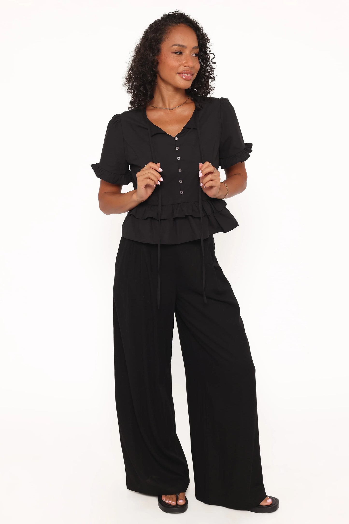 Sorcha Peplum Top - Black