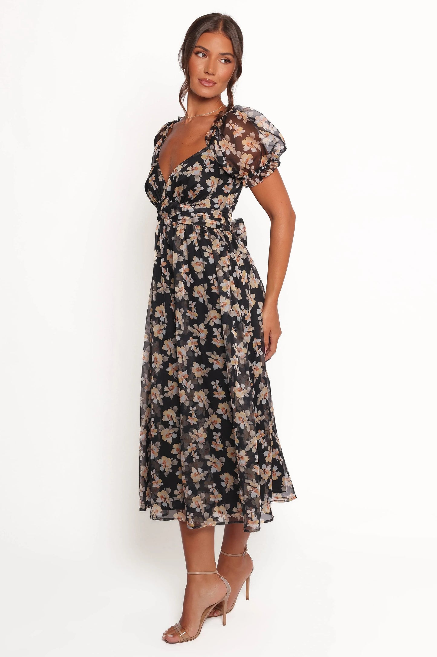 Farryn Maxi Dress - Black Beige Floral