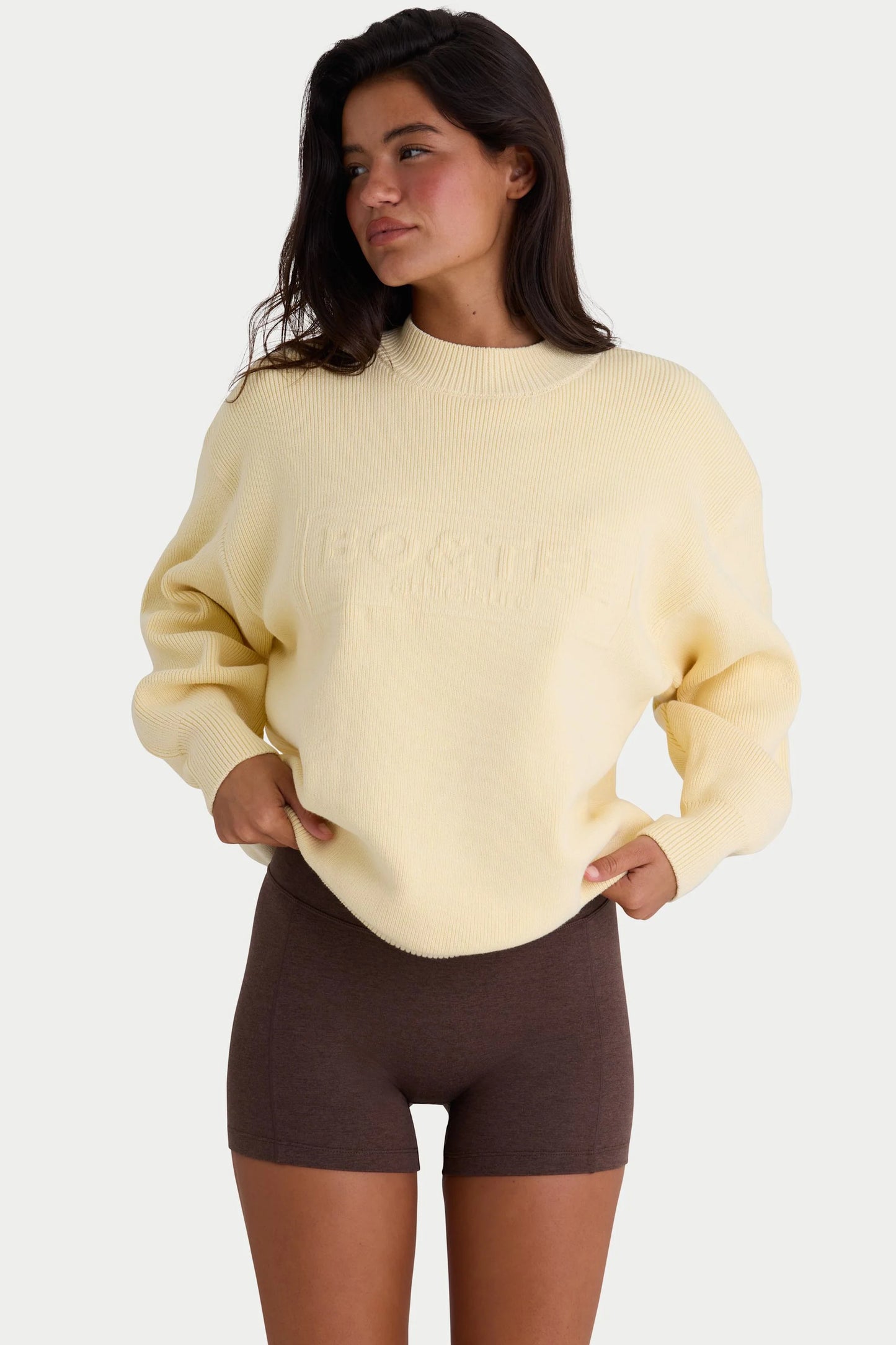 Ribbed Knit Oversized Jumper in Lemon