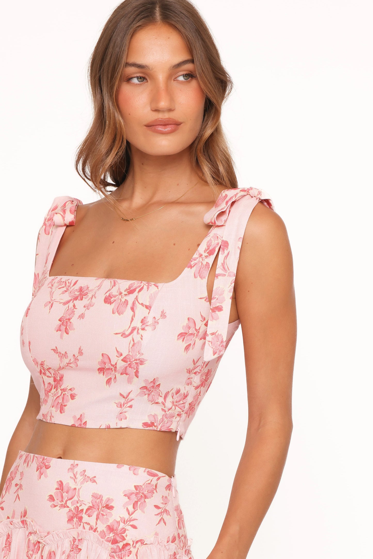Tyler Tie Shoulder Top - Rose Pink Floral