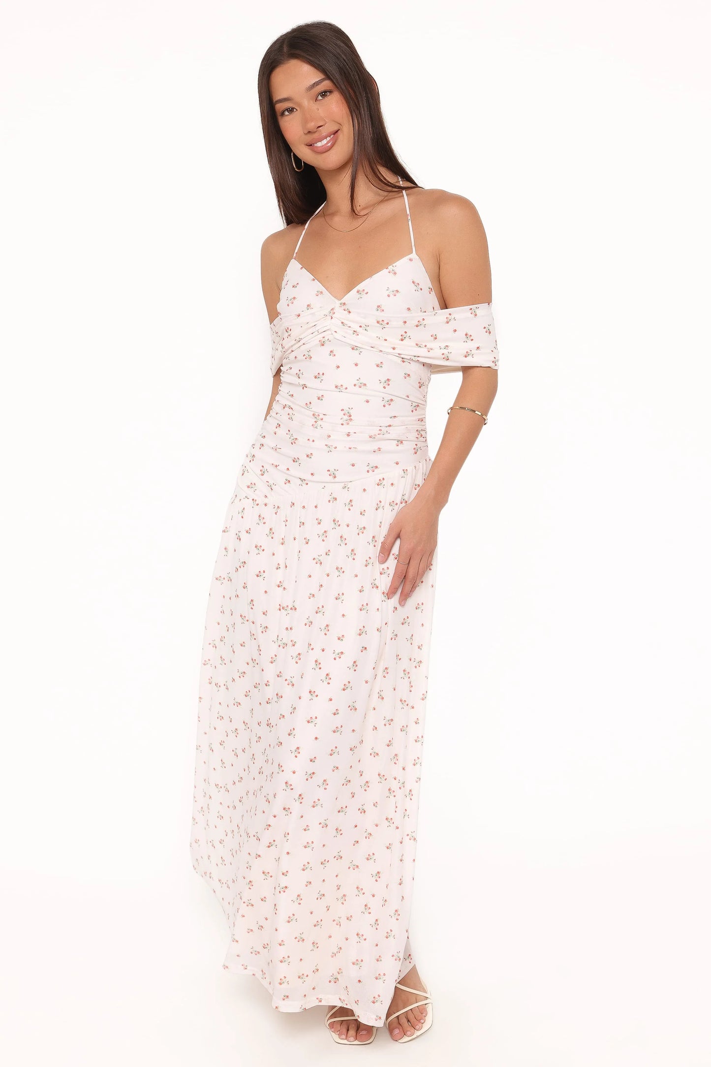 Mayven Maxi Dress - White Ditsy