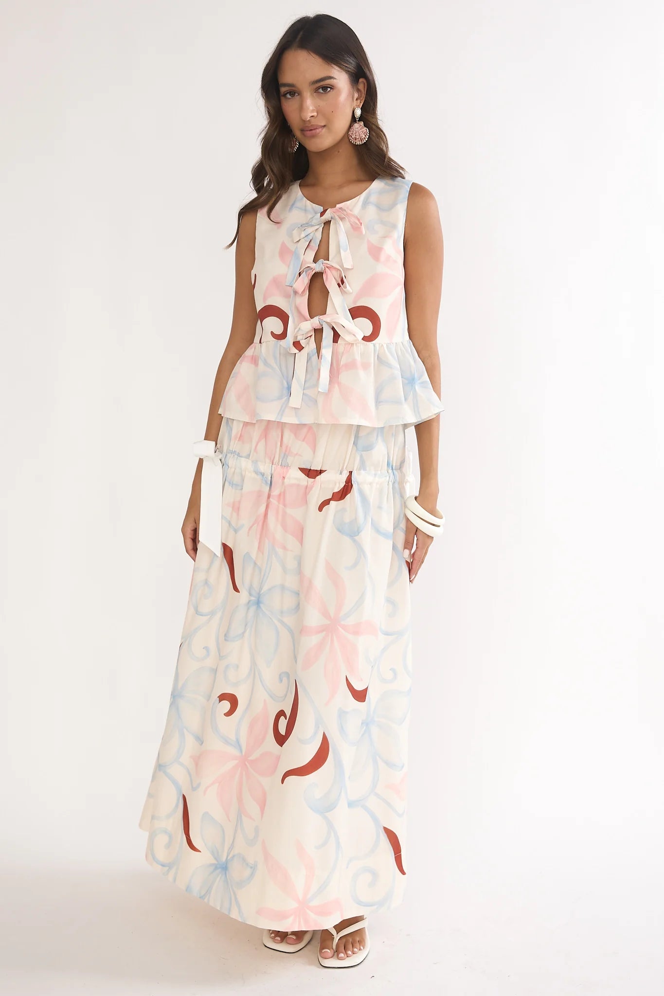 Salty Sea Front Tie Bow Top Floral
