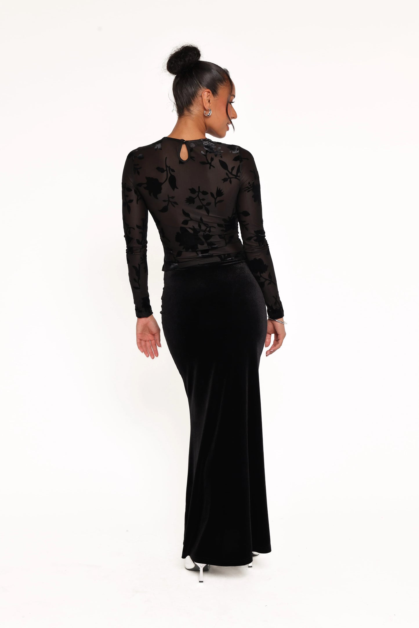 Velman Velvet Maxi Skirt - Black