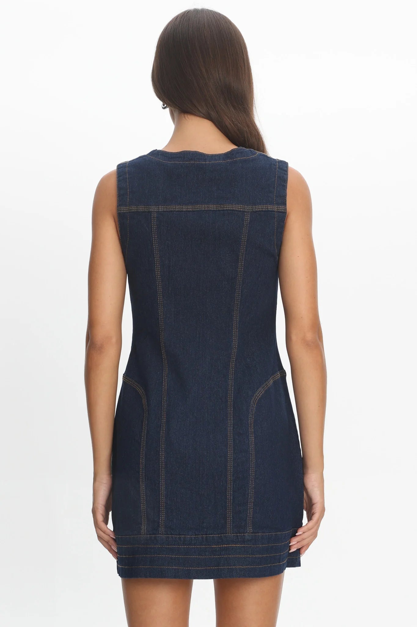 She's From Texas Zipper Front Mini Dress Indigo