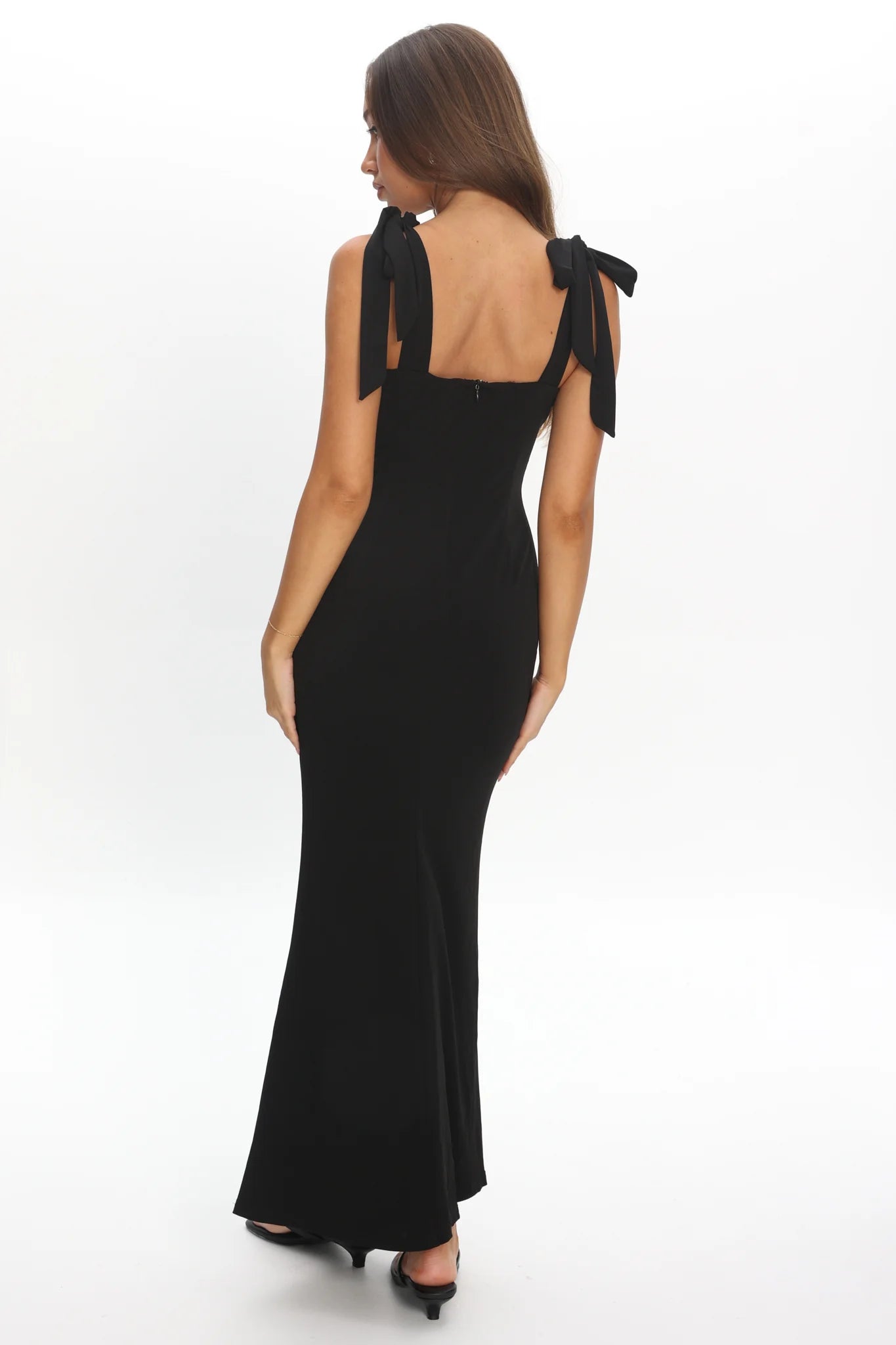 Rose Garden Tied Shoulder Maxi Dress Black