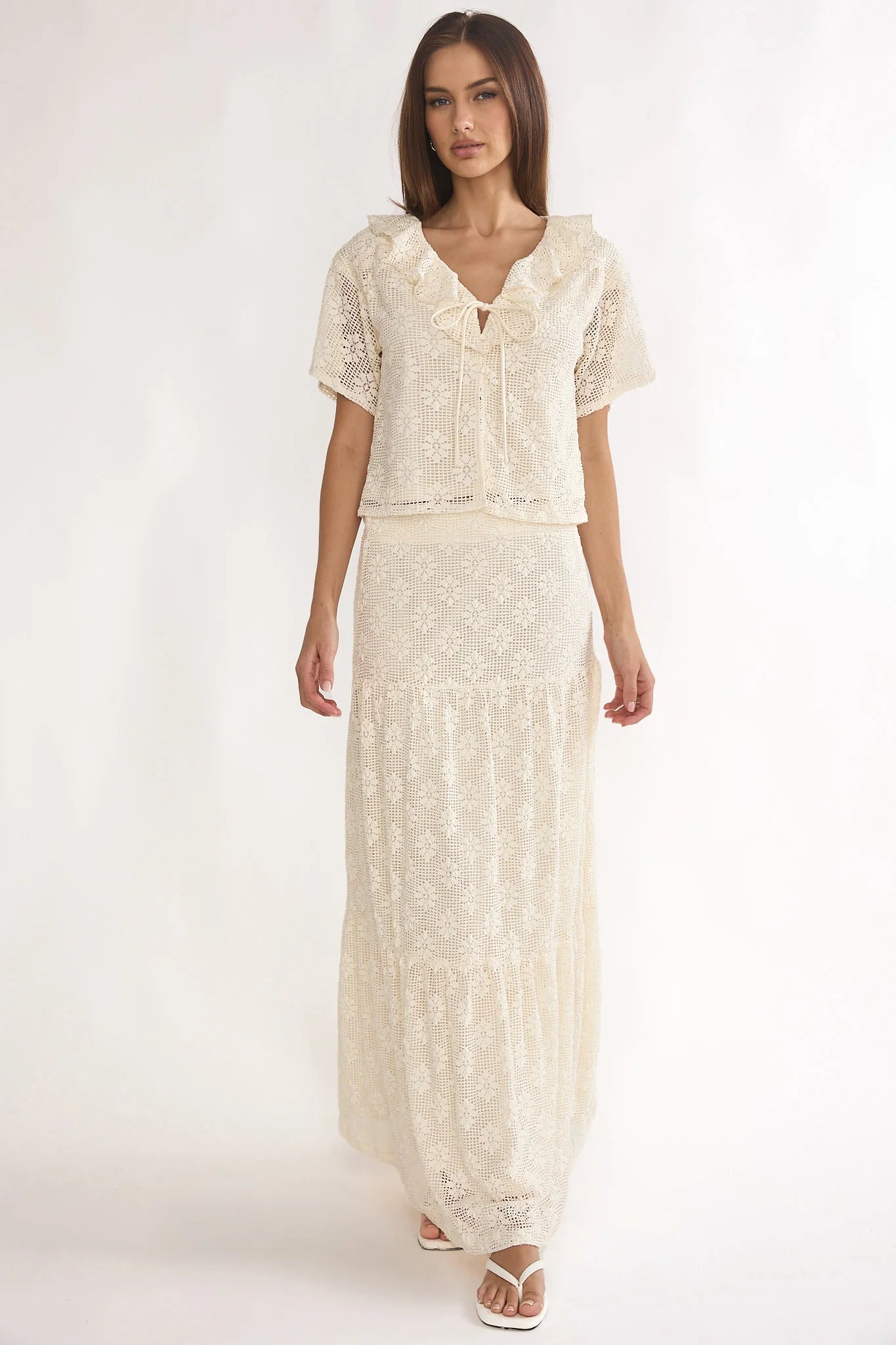 Sera Lane Crochet Maxi Skirt Cream