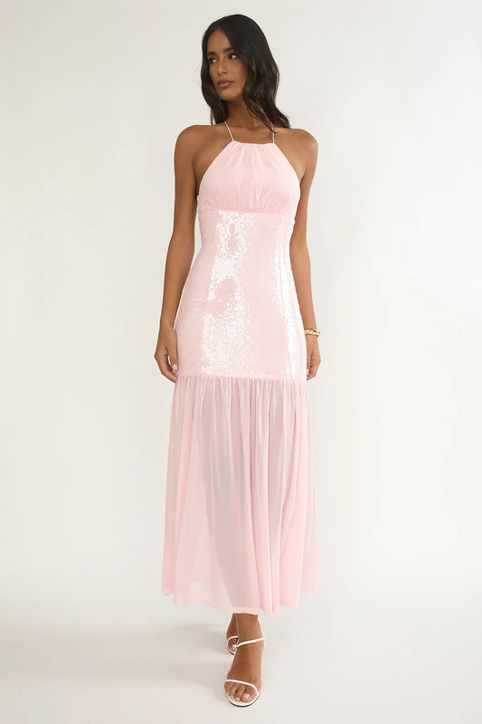 Wilma Sequin Bodice Maxi Dress Pink