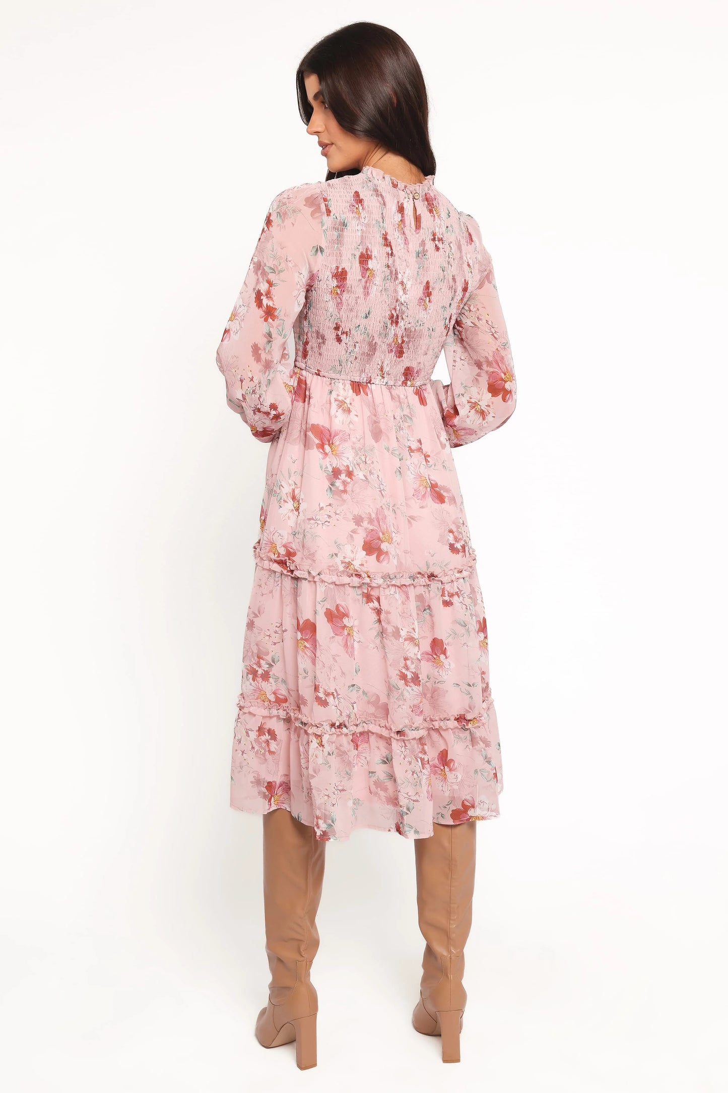 Alamea Long Sleeve Midi Dress - Pink Floral