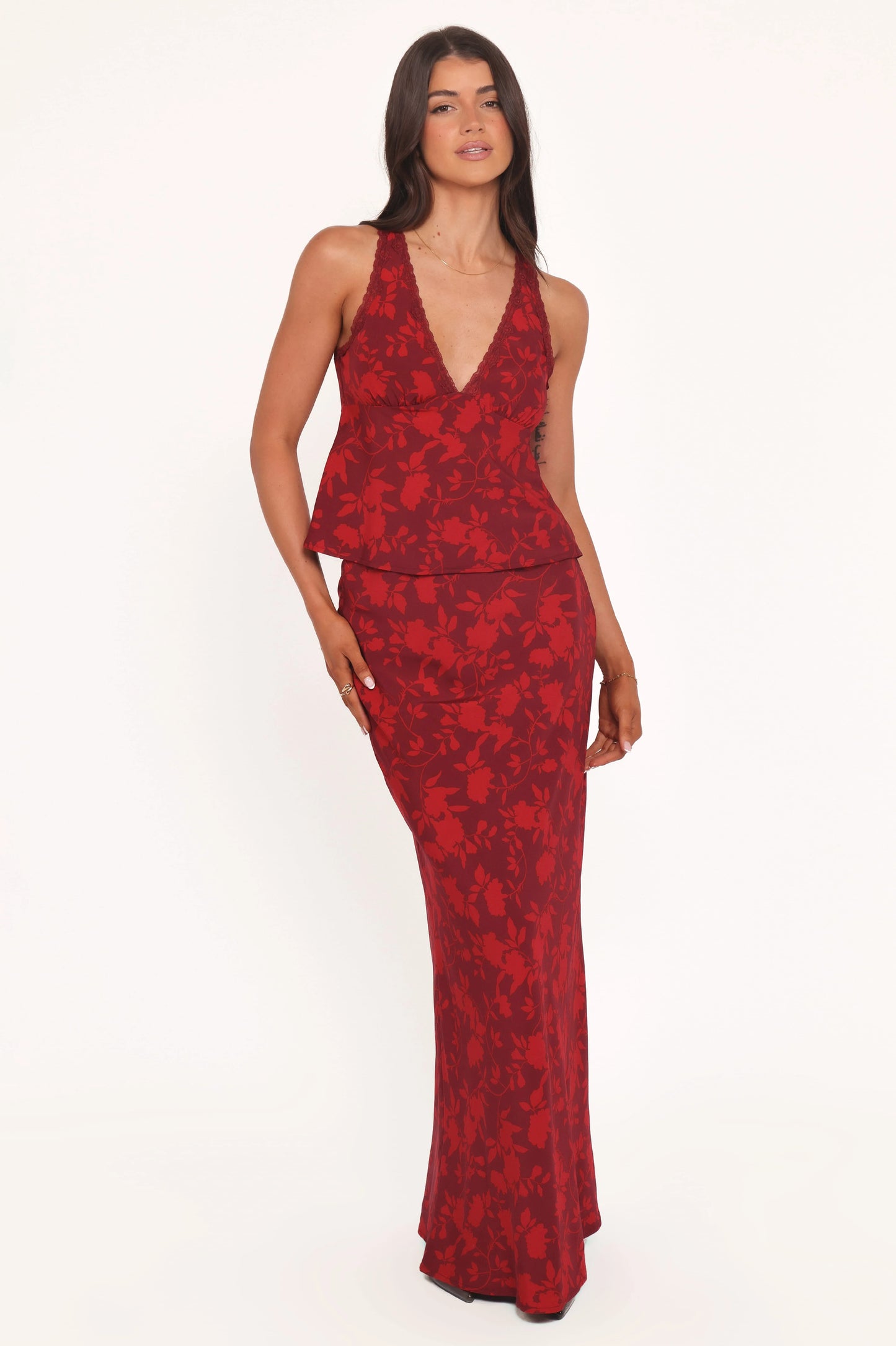 Velman Skirt - Burgundy Floral