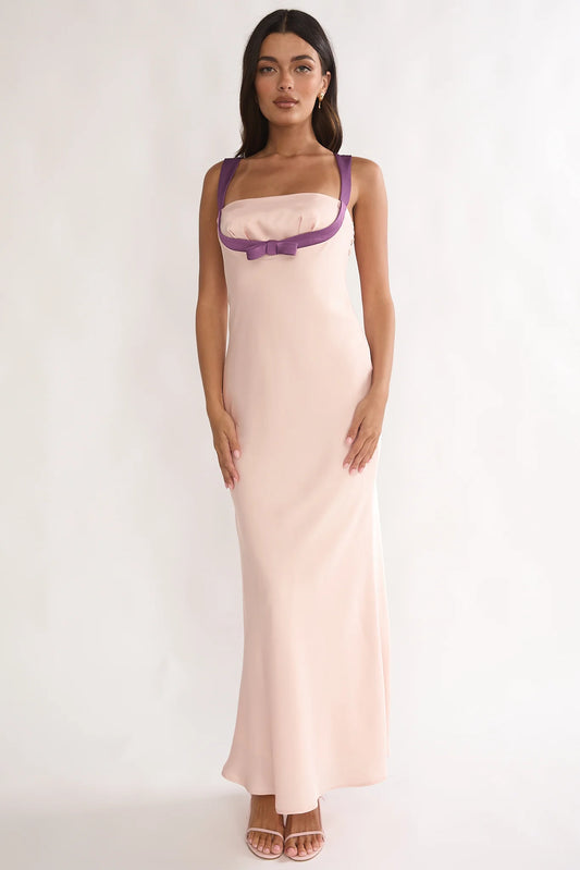 Elowra Bow Bust Maxi Dress Pink