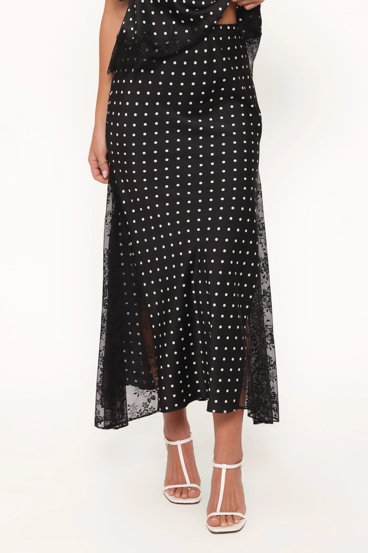 Ailbhe Lace Skirt - Black Polka Dot