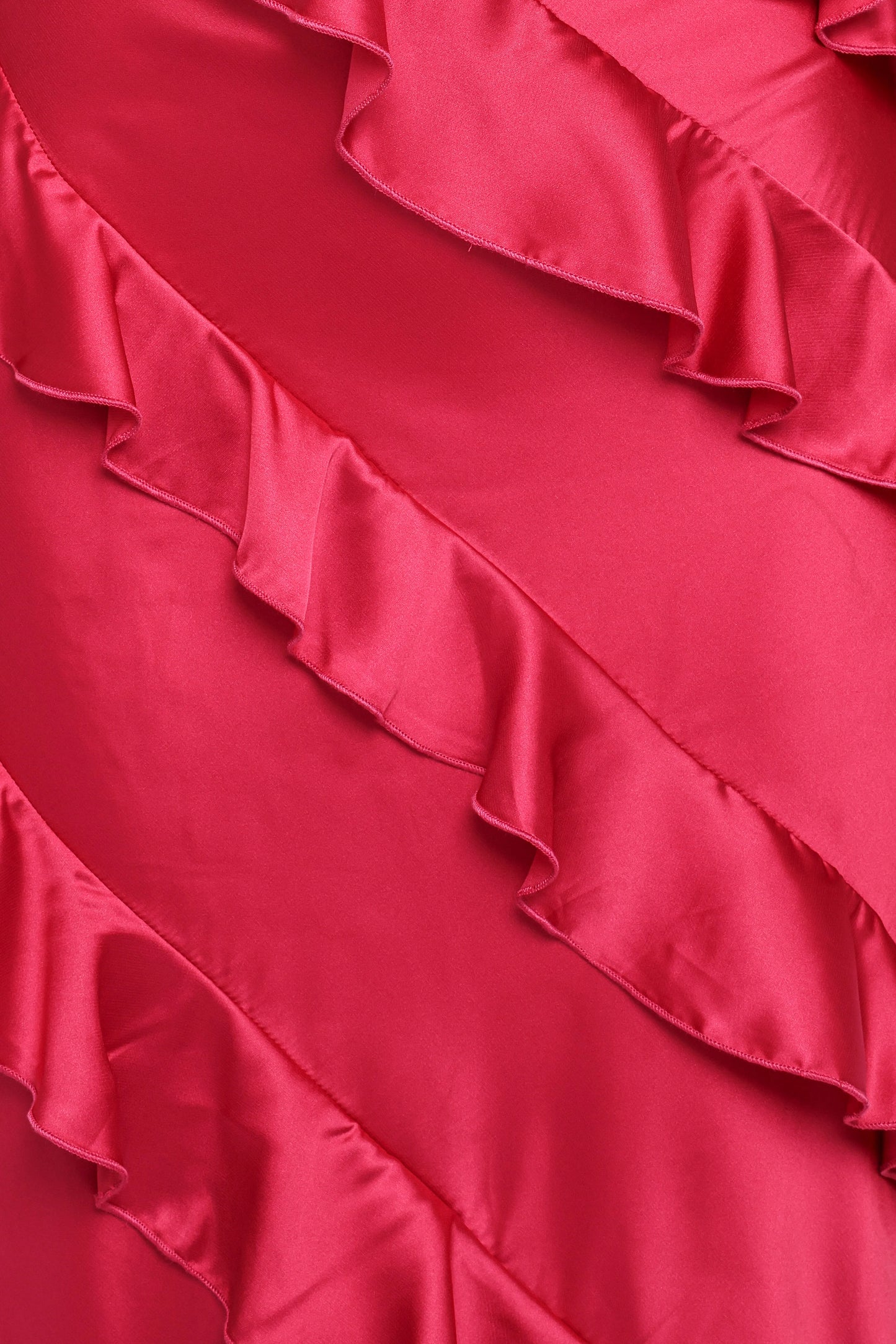Ciao Ruffles Maxi Satin Dress - Fuchsia