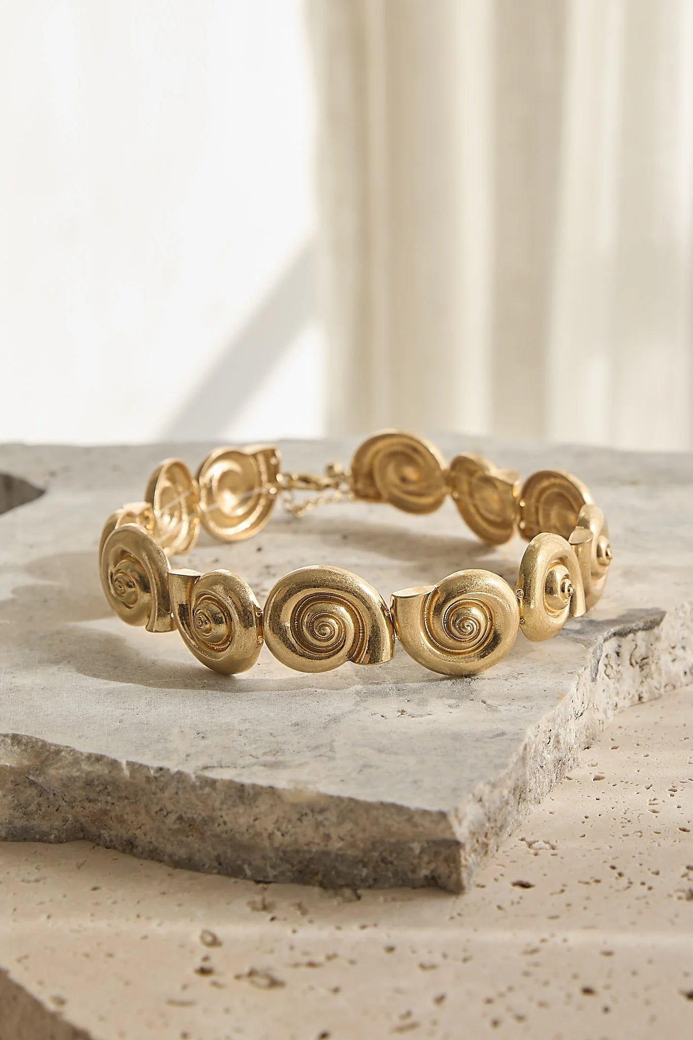 Serenova Spiral Shell Collar Necklace Gold