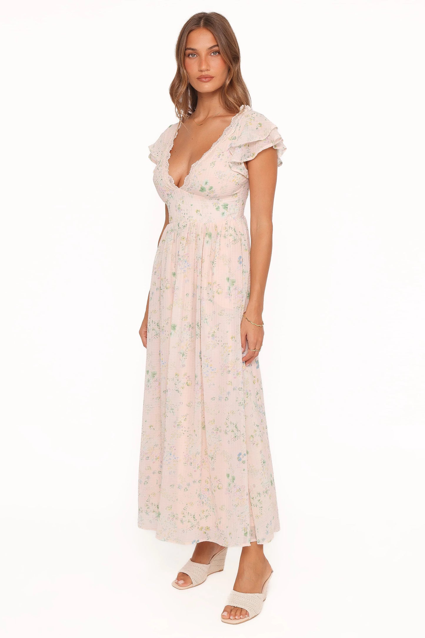 Angelica Midi Dress - Pastel Pink Floral