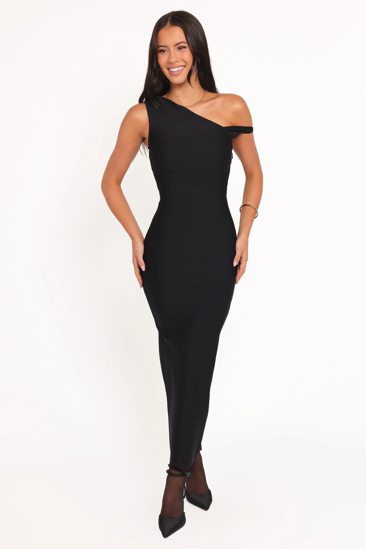 Hudson Off Shoulder Midi Dress - Black