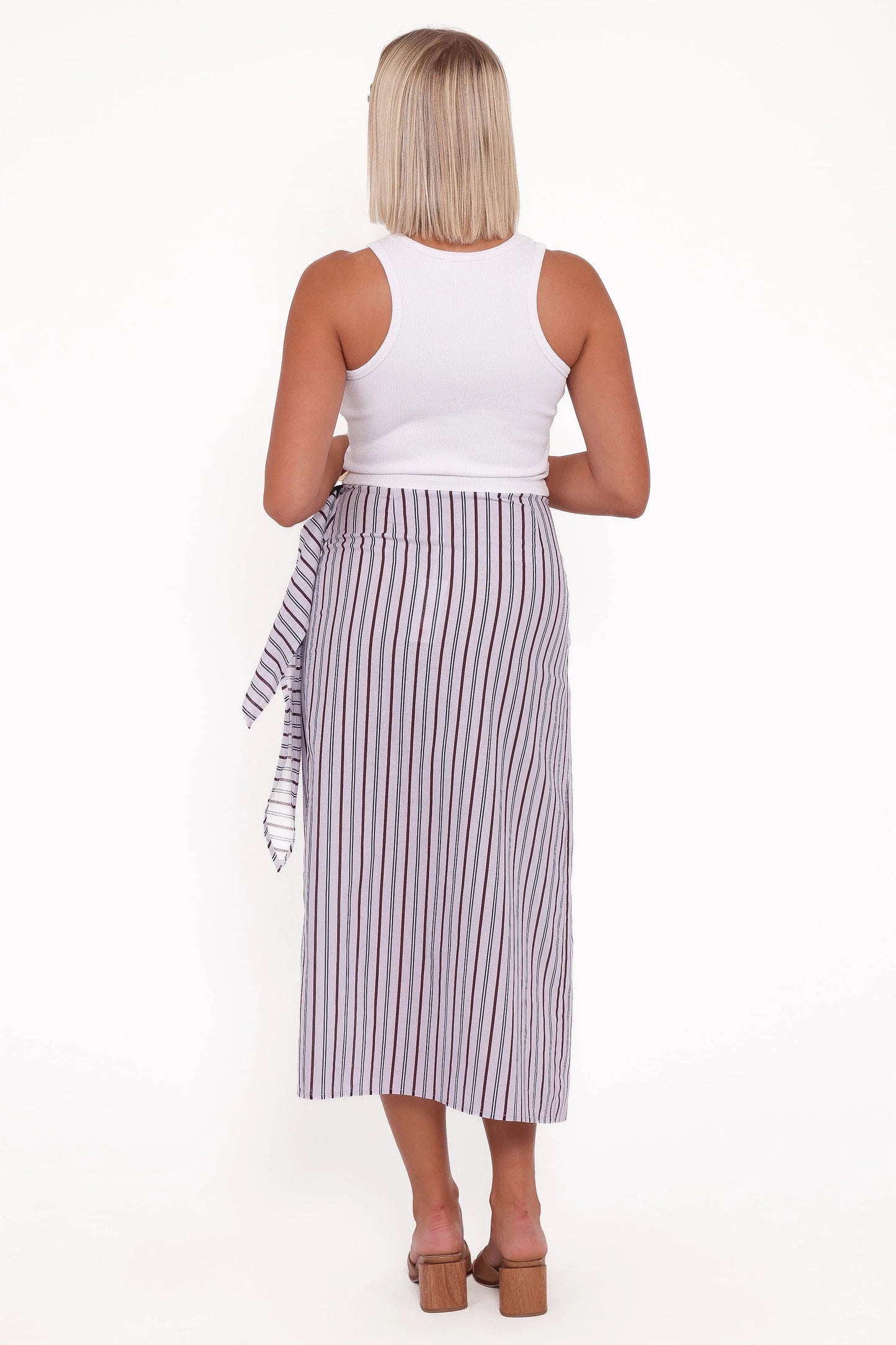 Jacey Wrap Midi Skirt - Midnight Stripe