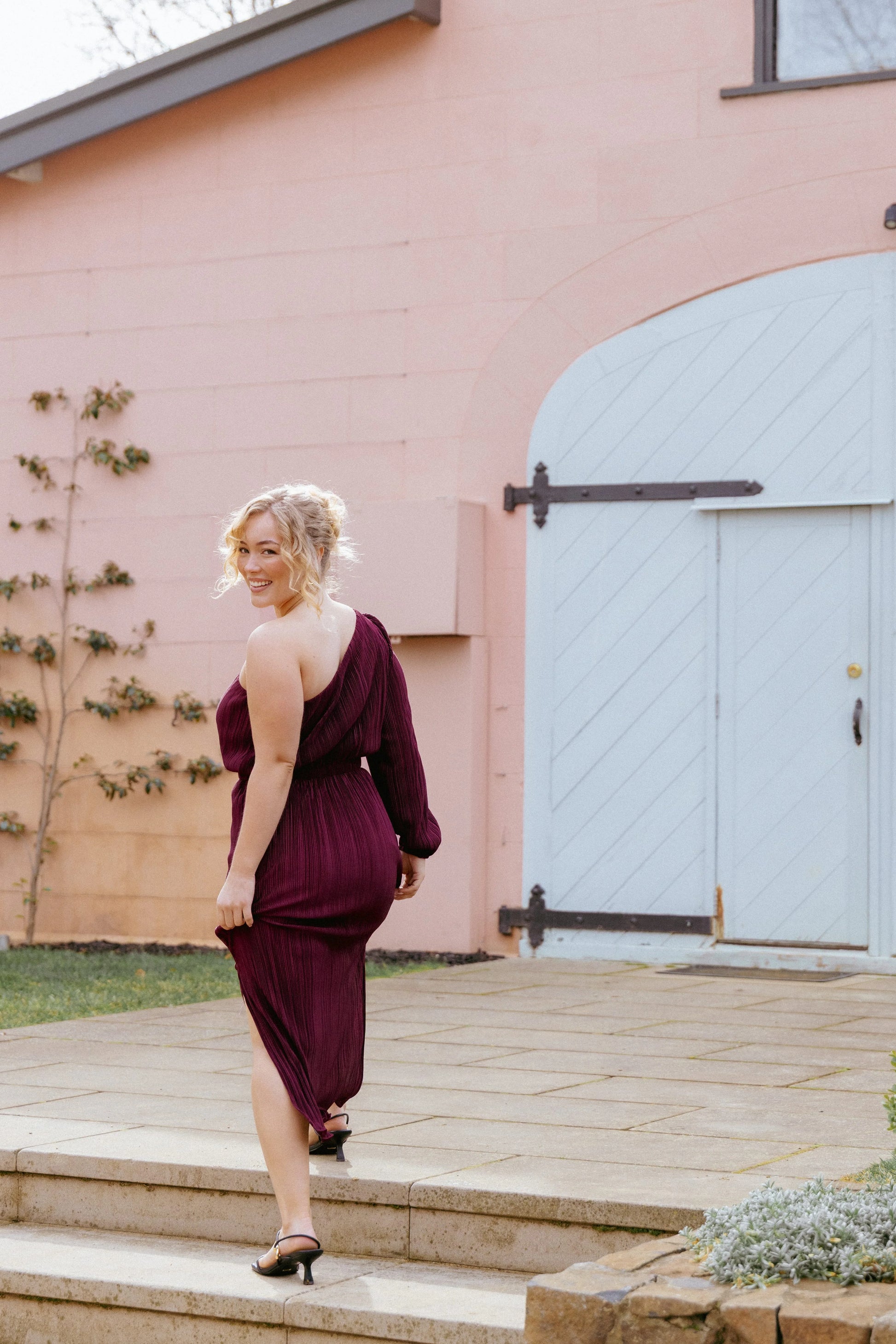 pontee one shoulder pleated midi dress Petal & Pup Pontee One Shoulder Pleated Midi Dress