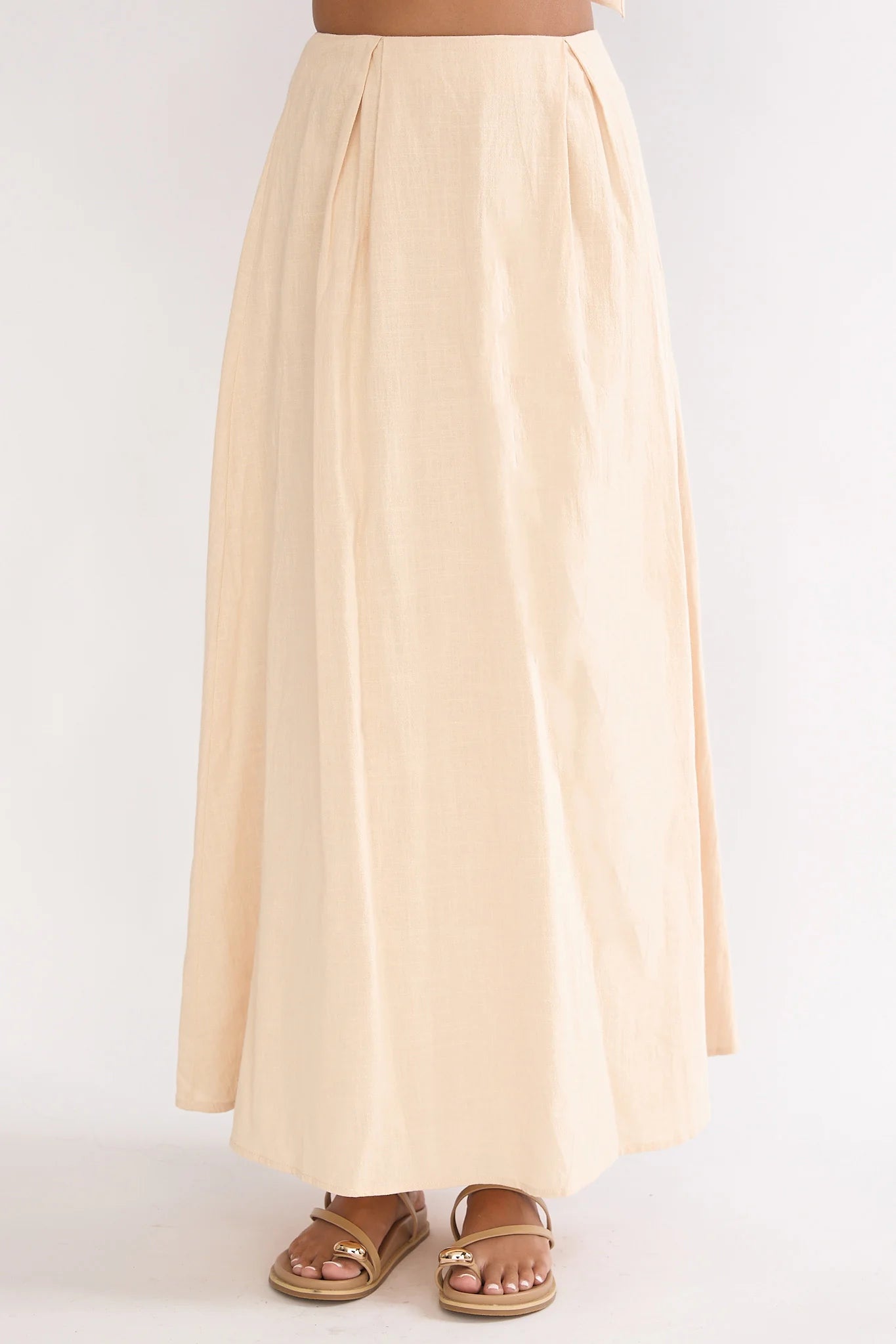 Riviera Romance Pleat Maxi Skirt Cream