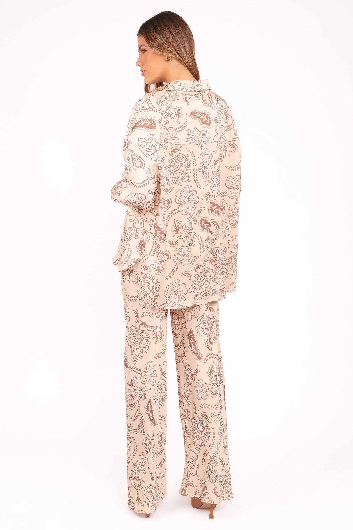 Rosalie Satin Pant - Brown Paisley