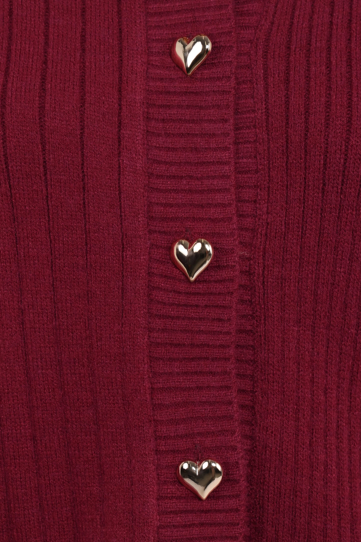 Loulani Heart Button Cardigan - Cherry