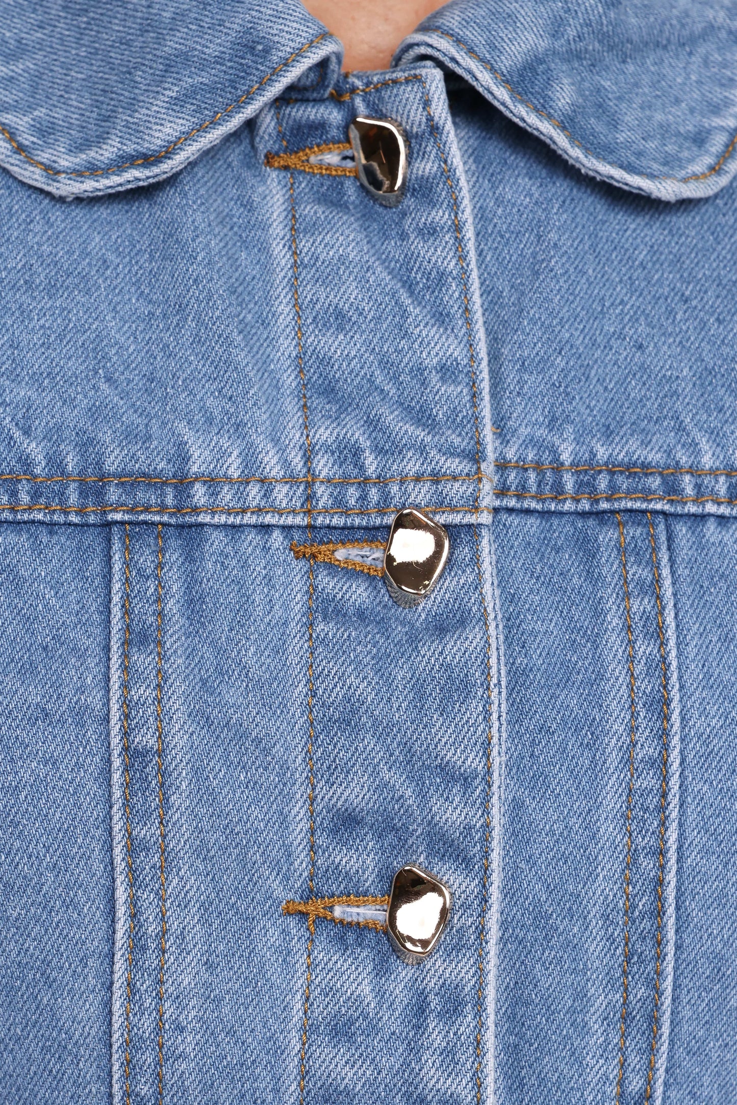 Faven Cropped Denim Jacket - Mid Blue
