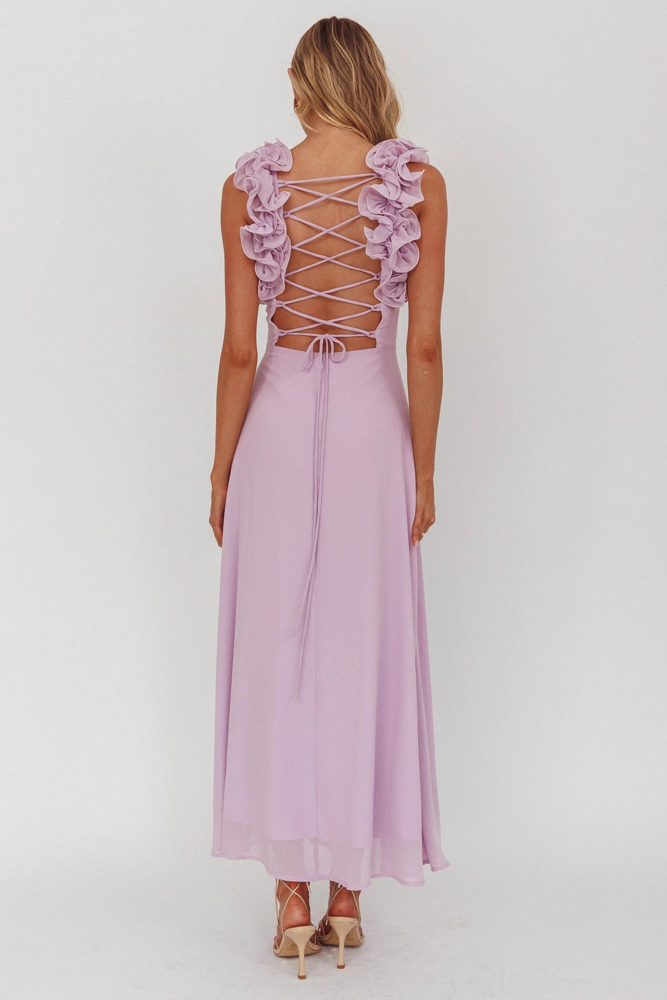 Eloquent Lace-Up Back Maxi Dress Lilac