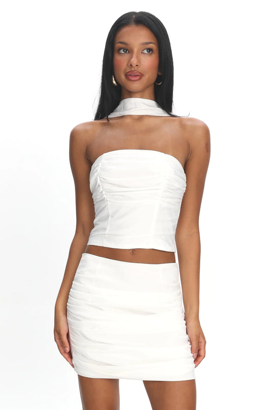 Charise Ruched Mini Skirt Ivory