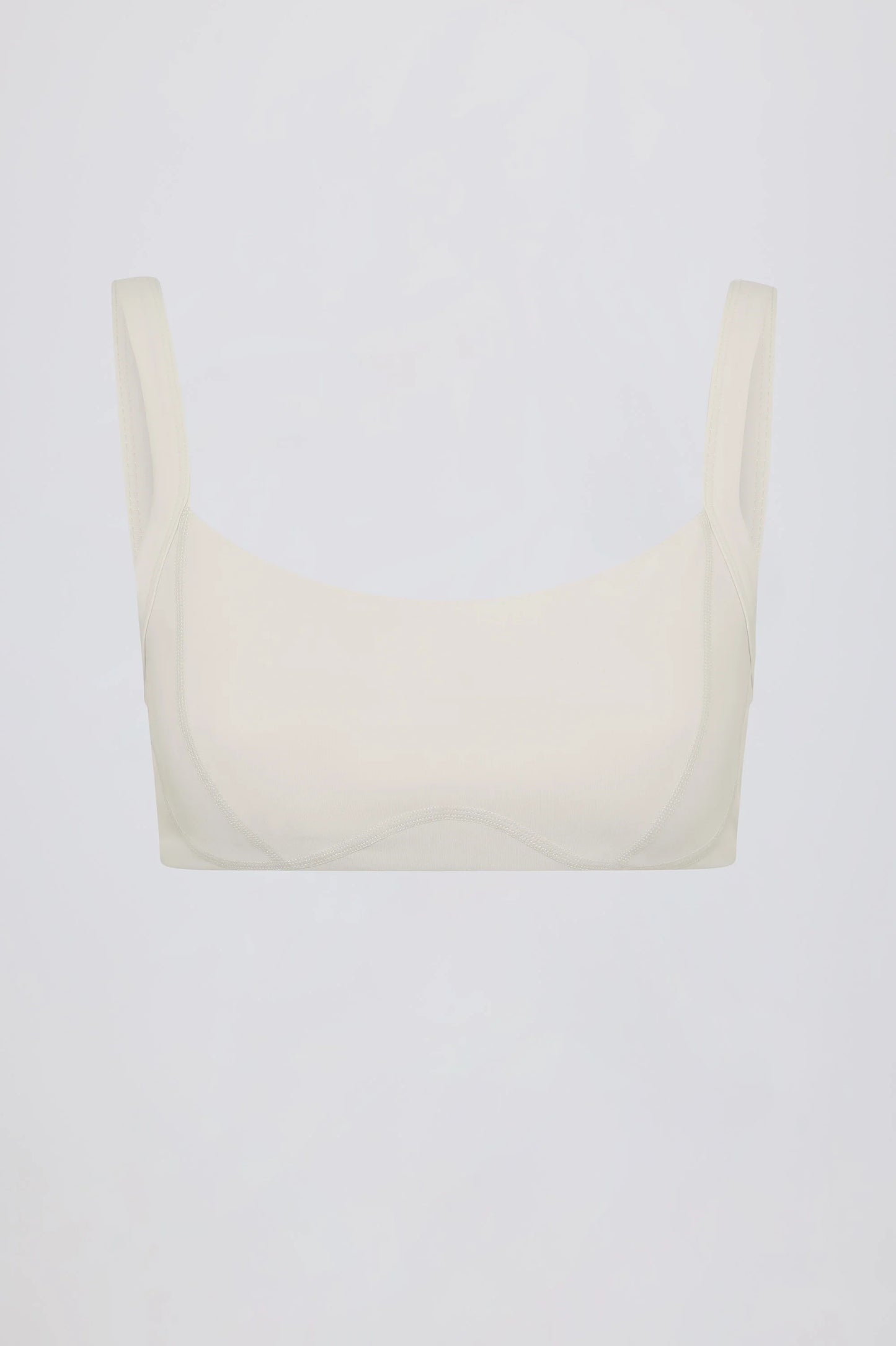 Soft Active Seam-Detail Sports Bra in Cream