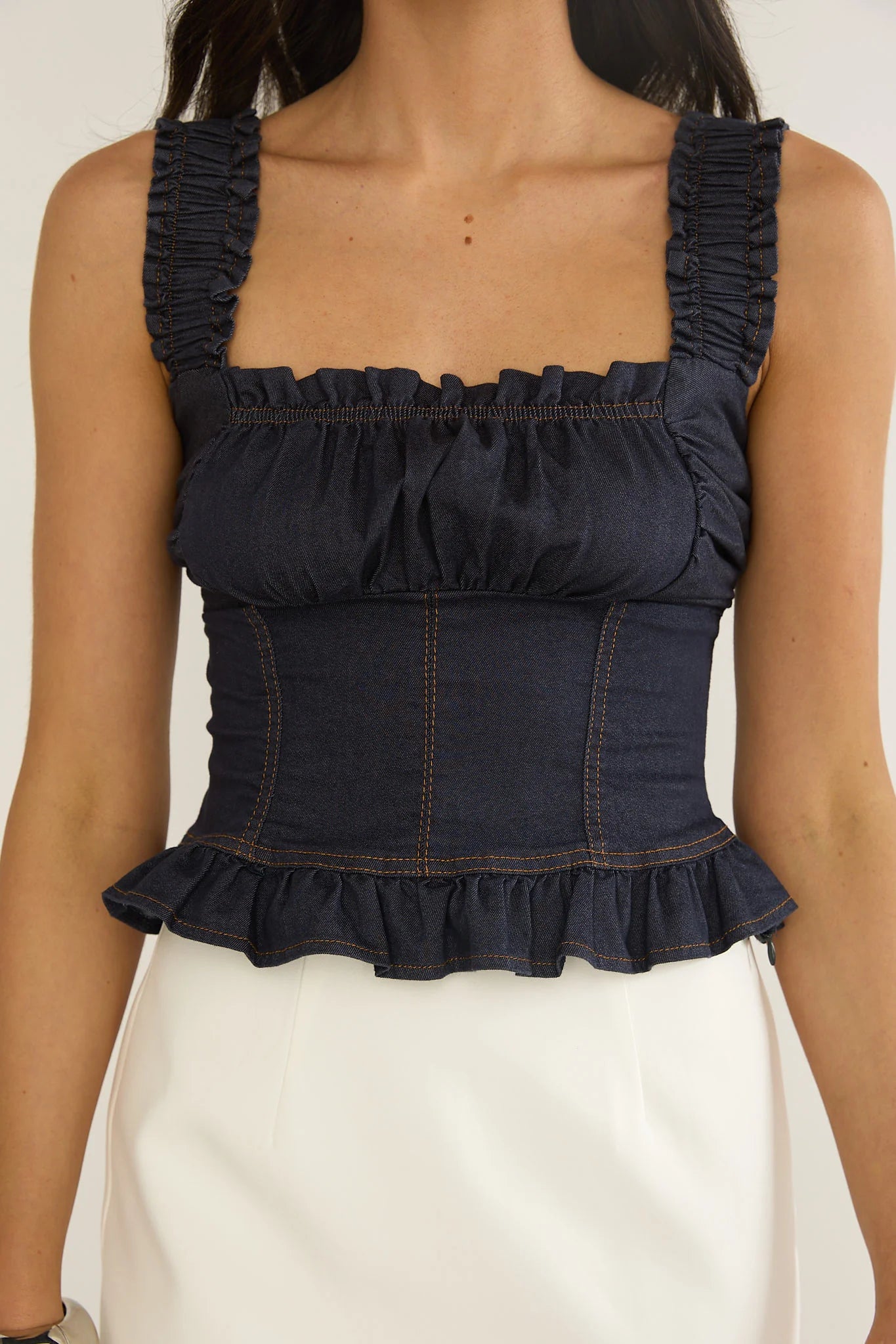 Pacer Smocked Top Indigo
