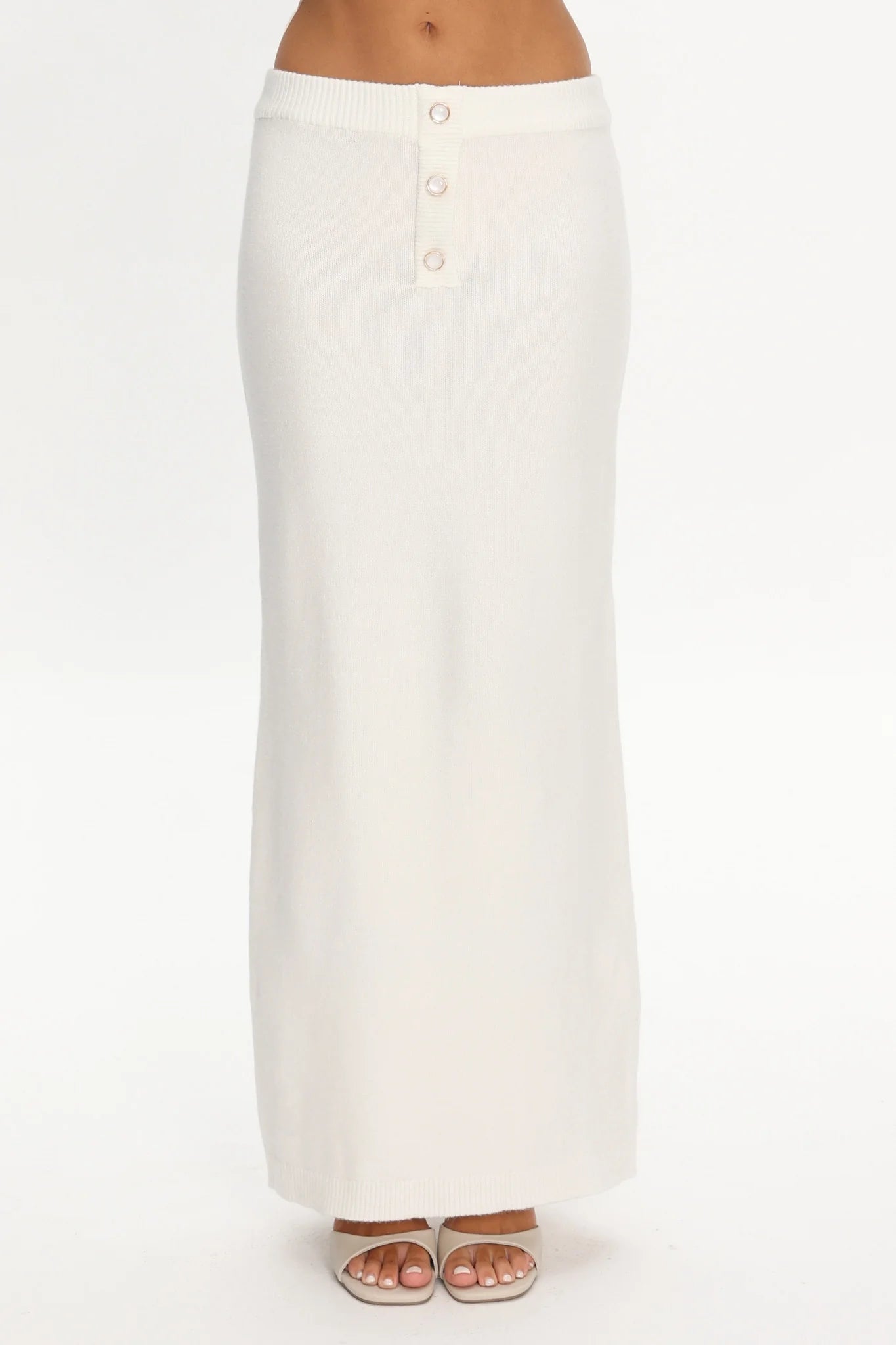 Autumn Breeze Knit Maxi Skirt Off White
