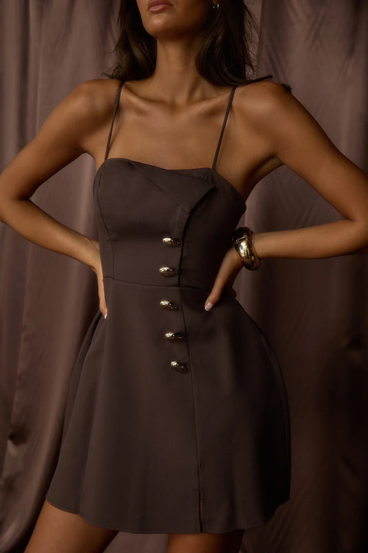 Captivated Button Feature Mini Dress Coco