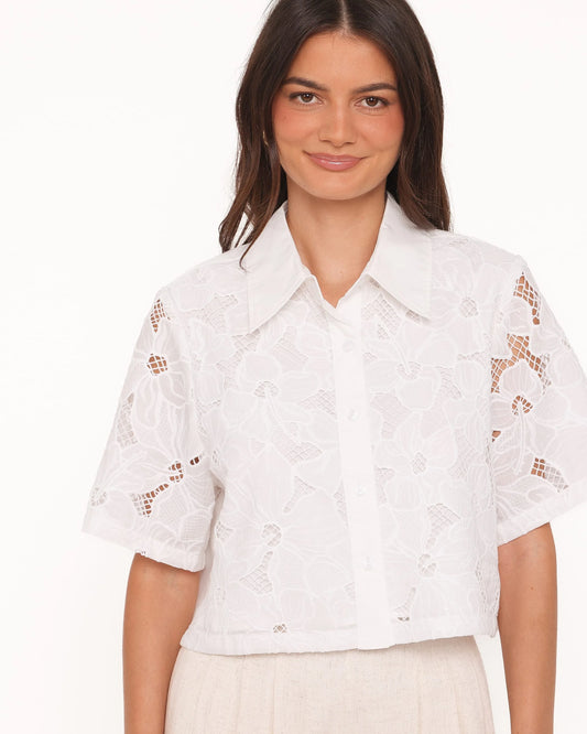 Fidelma Cropped Shirt - White