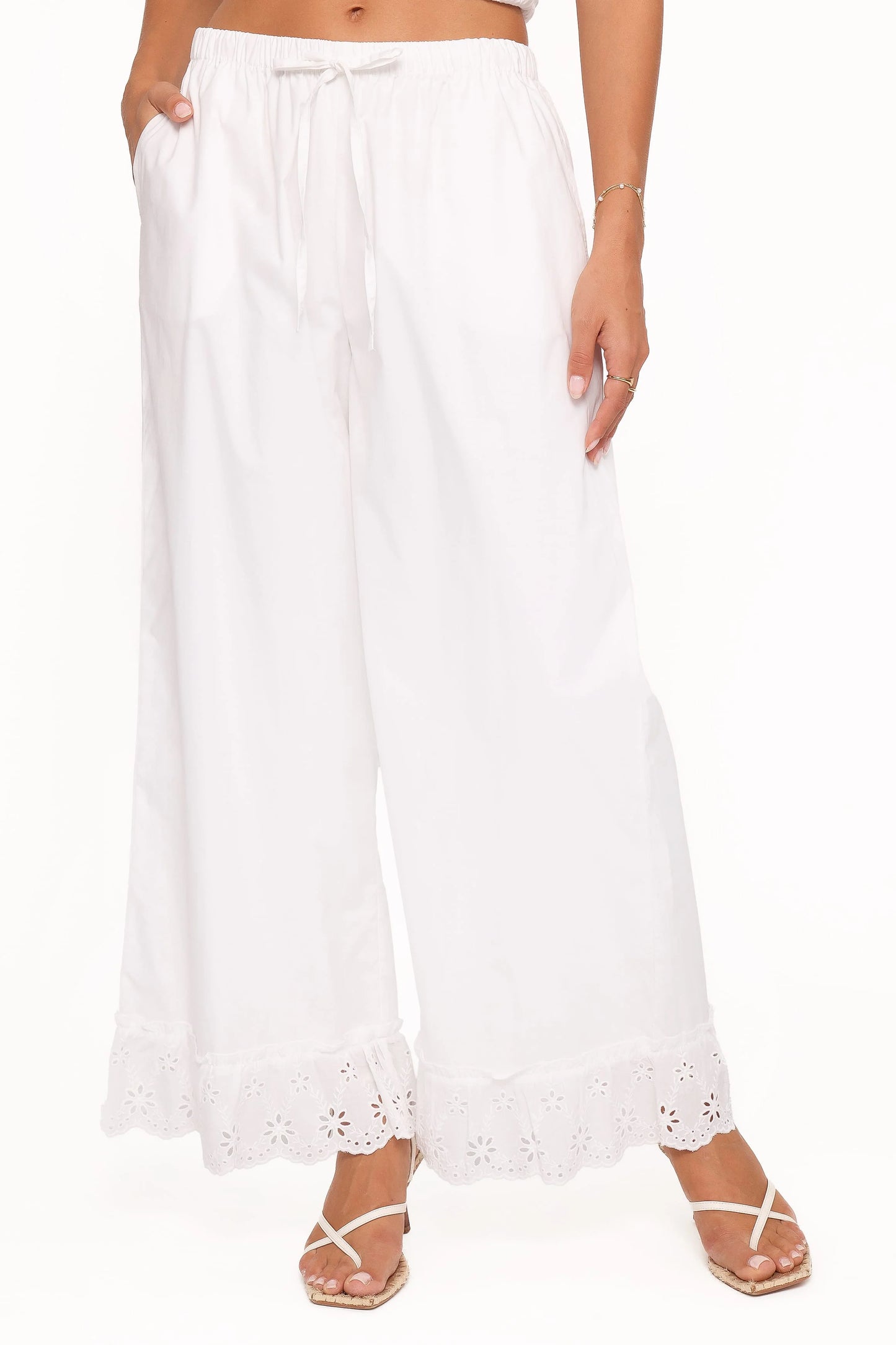 Eliska Frill Hem Pant - White