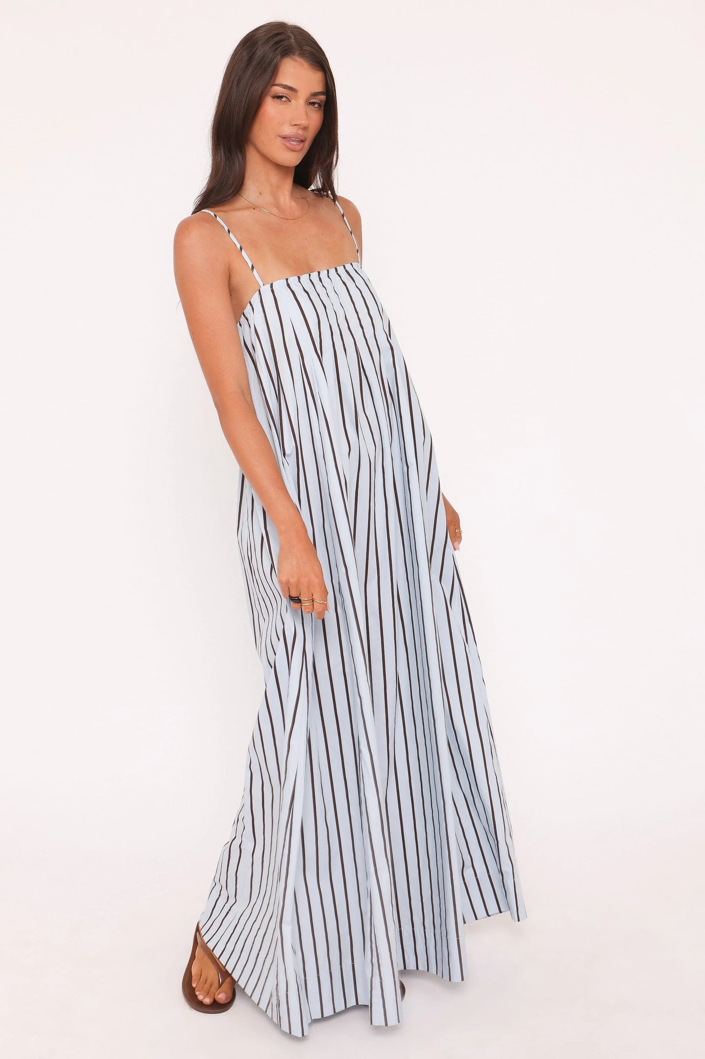 Arletta Maxi Dress - Blue/Brown Stripe